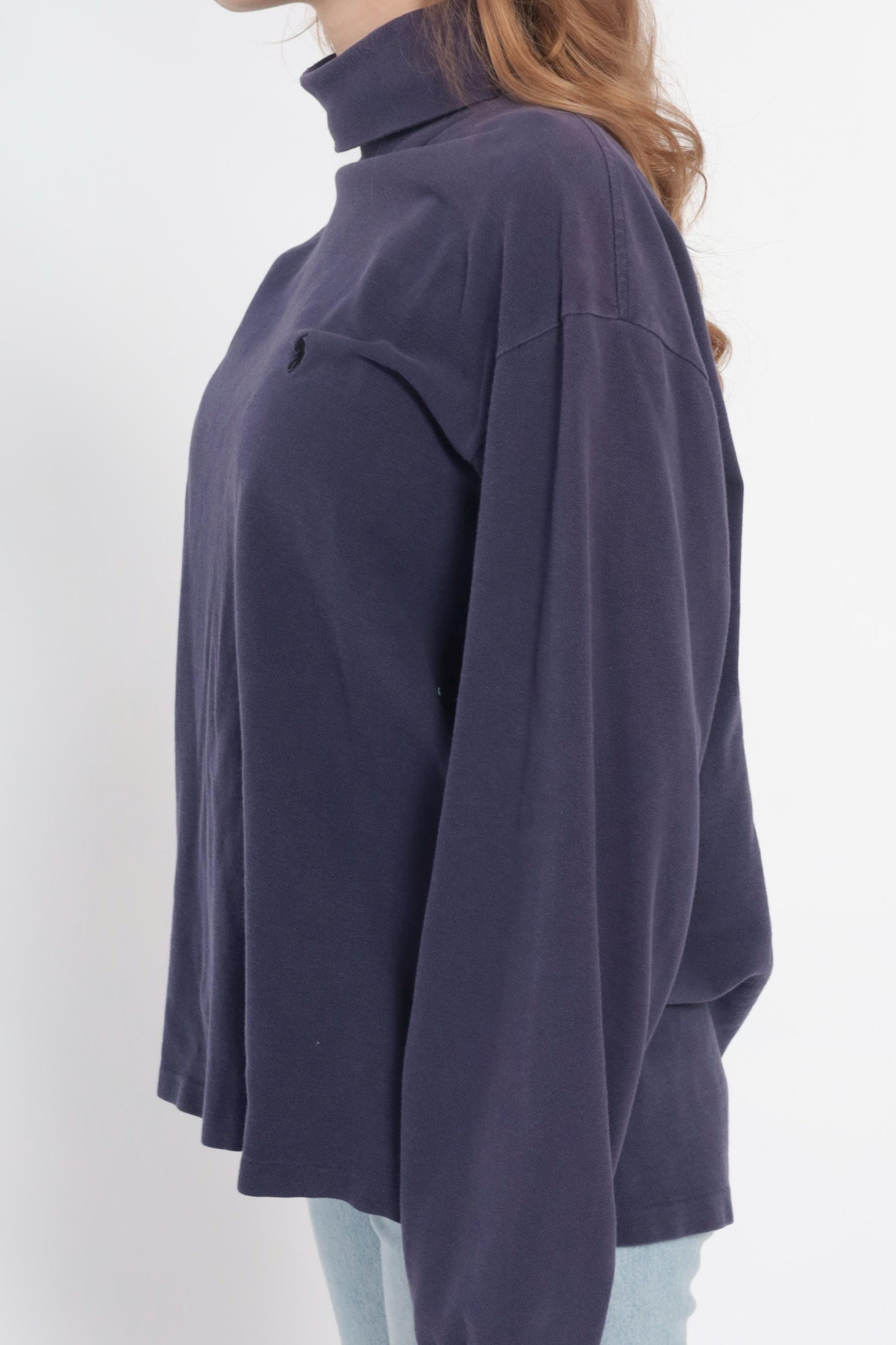 90s Polo Ralph Lauren Purple Turtleneck Cotton Long Sleeve Large L