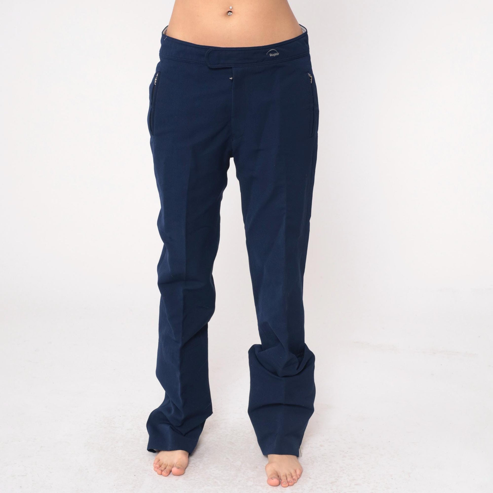 Bogner 80s Navy Wool Ski Pants High Rise Straight Leg Zippered Pockets Large