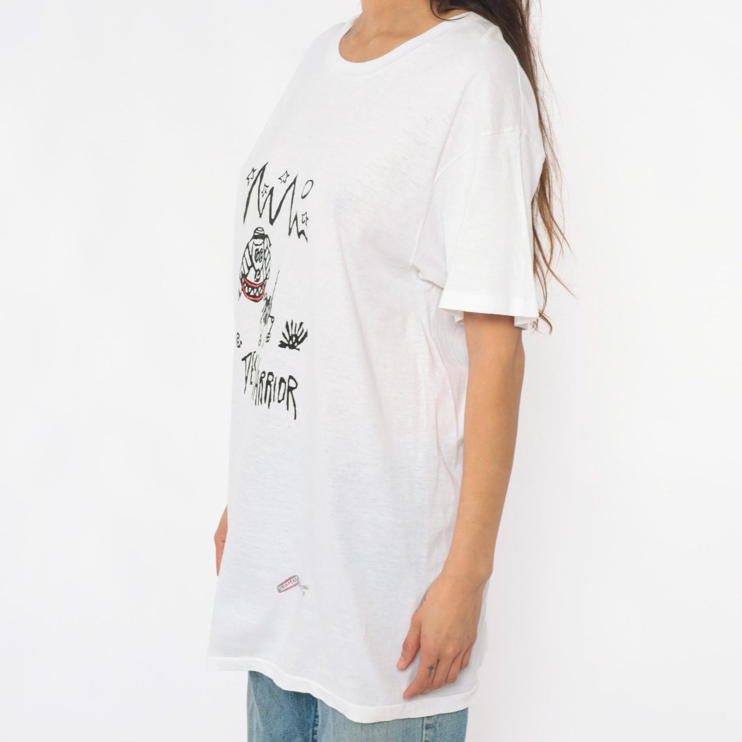 80s Desert Warrior Graphic Tee White Cotton Screen Print Hanes Extra Large XL