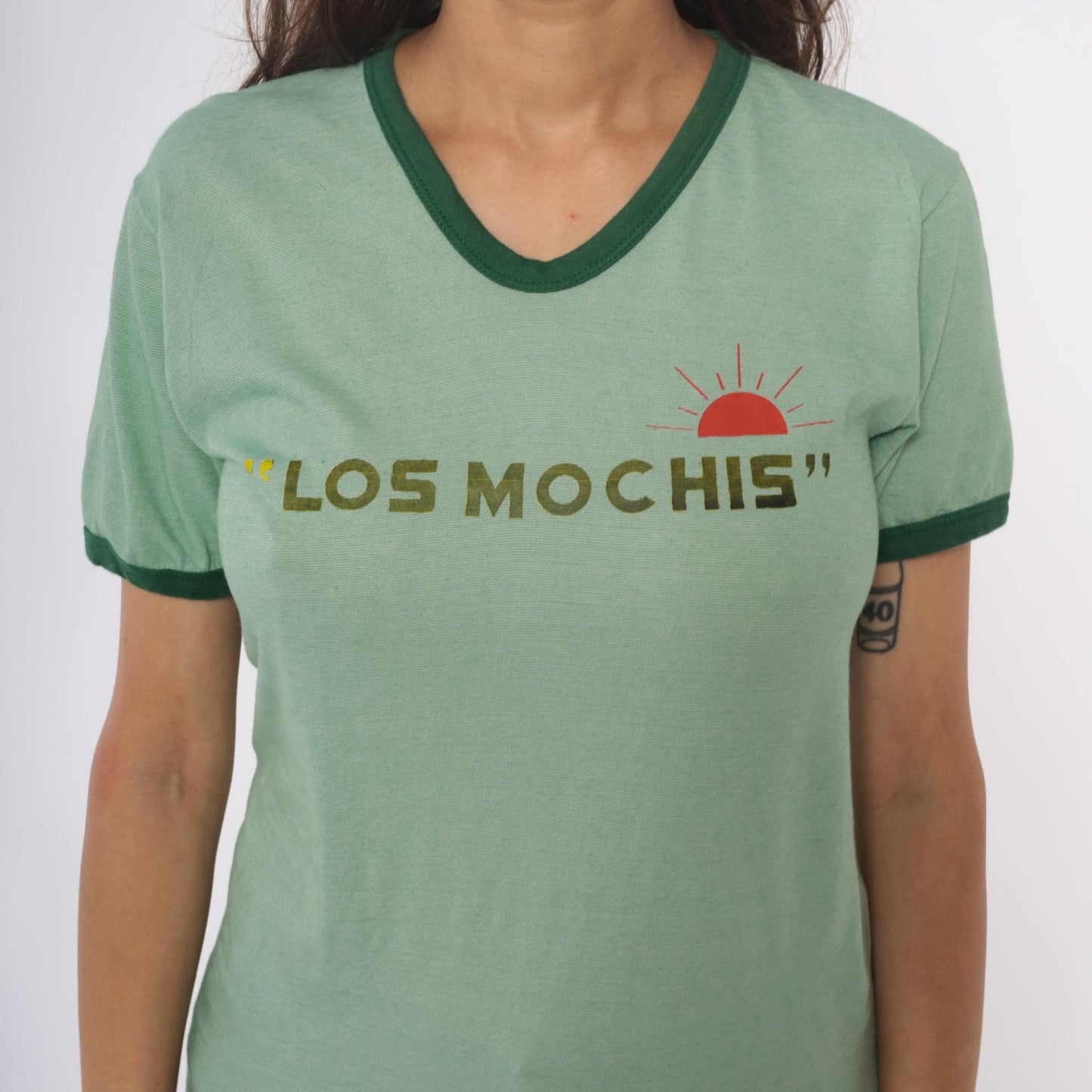 Y2K Los Mochis Mexico Ringer Tee Mint Green Graphic Short Sleeve Medium
