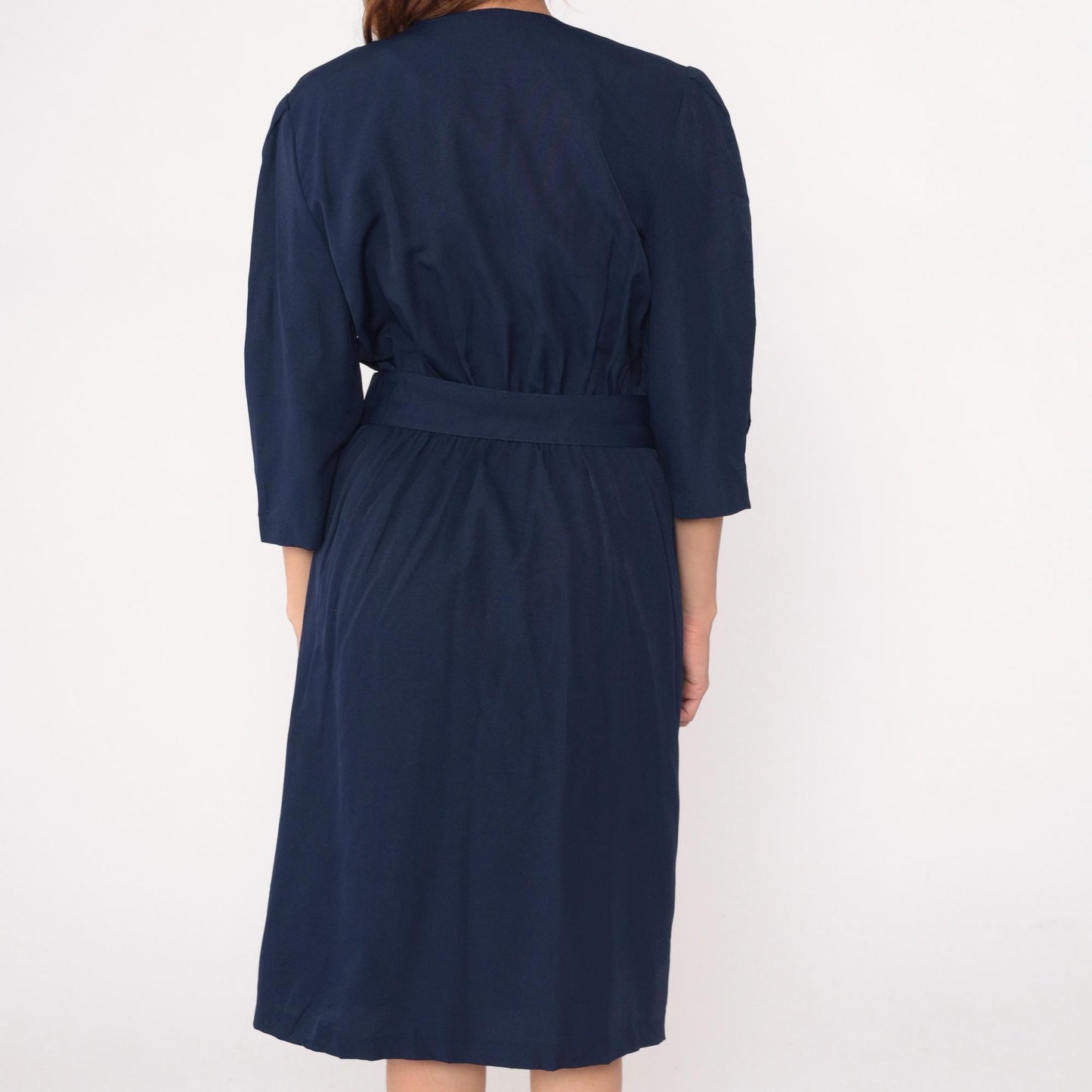 90s Ms. Basia California Navy Double-Breasted Dress Gold Buttons Medium