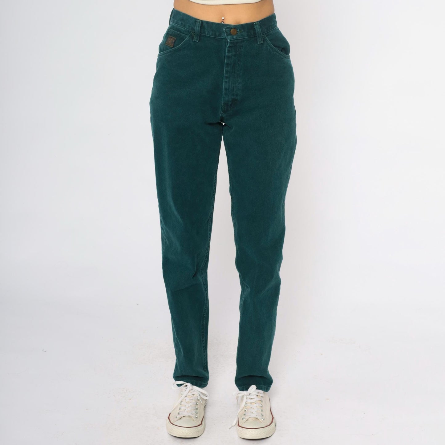 Y2K Wrangler High-Waist Straight Leg Jeans Forest Green Cotton Small