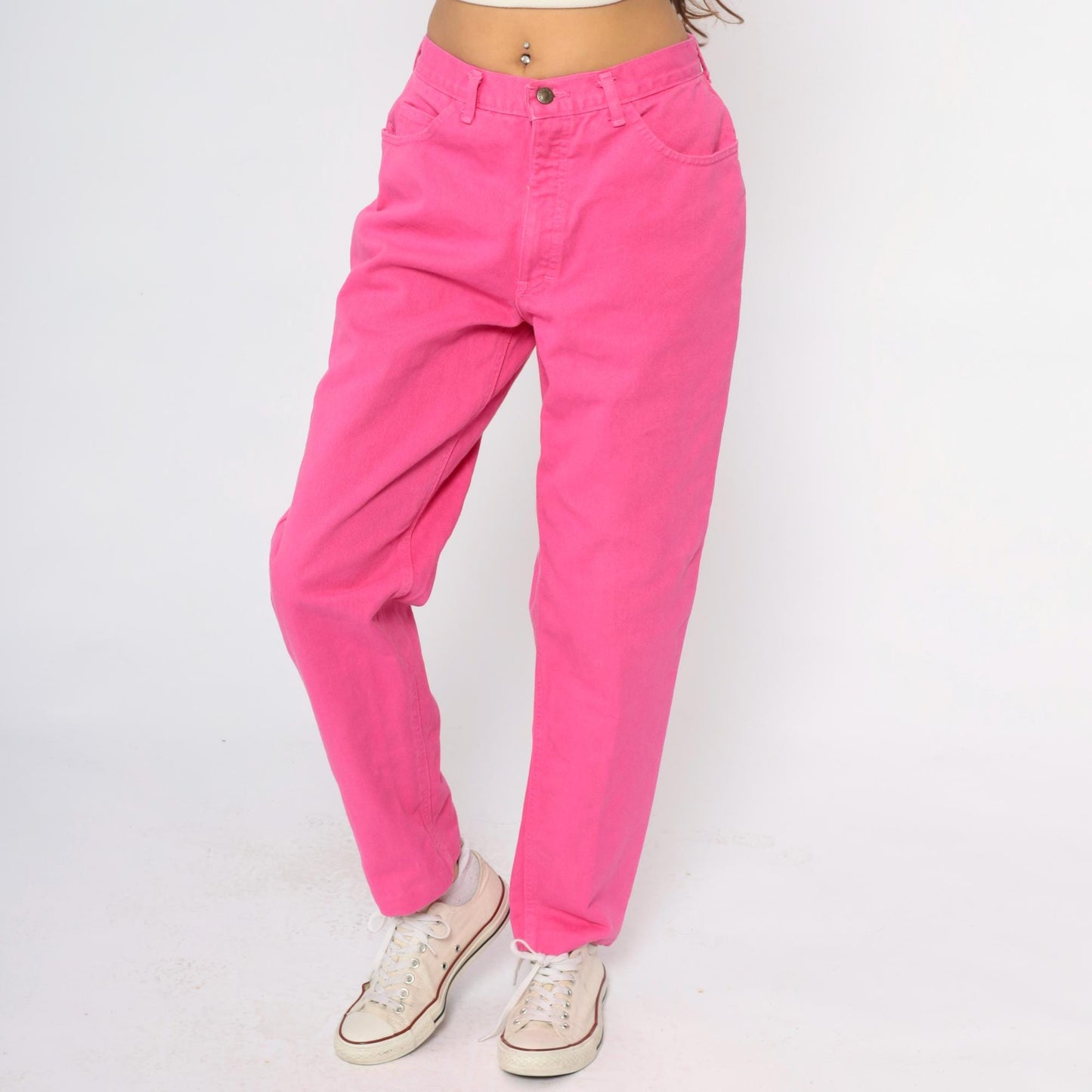 90s Moda Intl Hot Pink High Rise Straight Leg Jeans Cotton Denim Large L