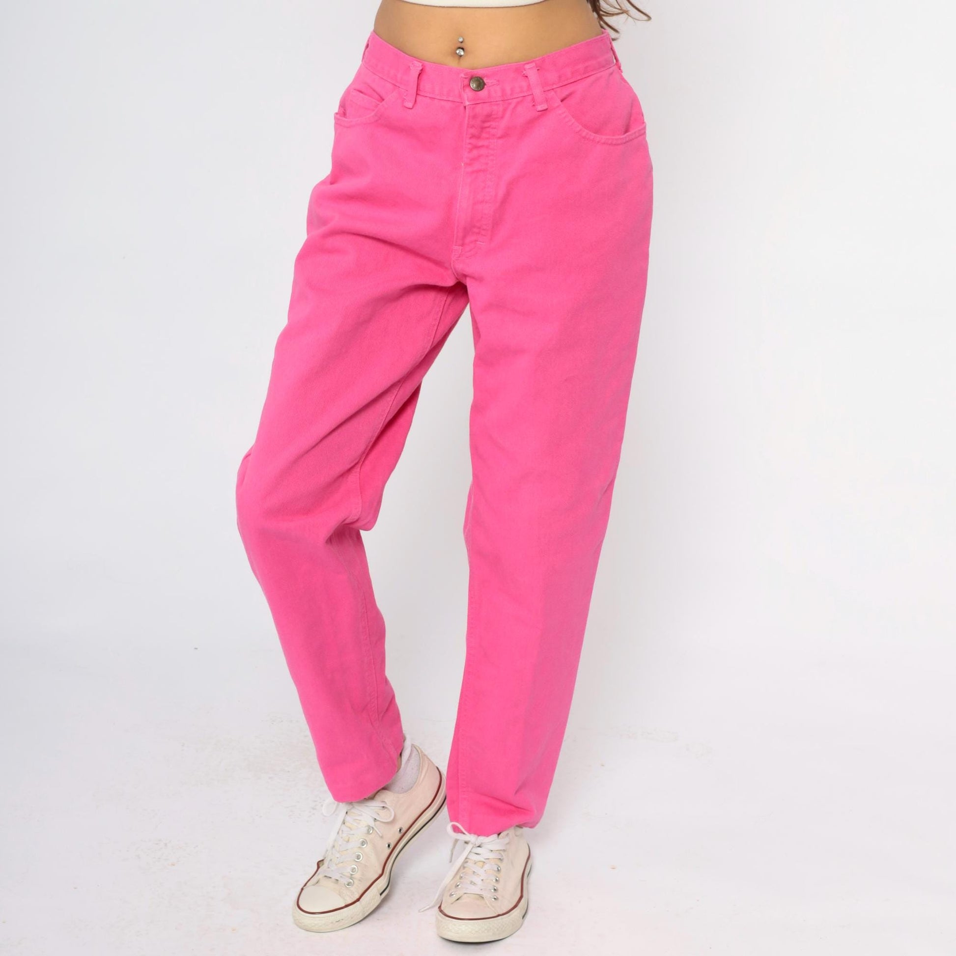 90s Moda Intl Hot Pink High Rise Straight Leg Jeans Cotton Denim Large L