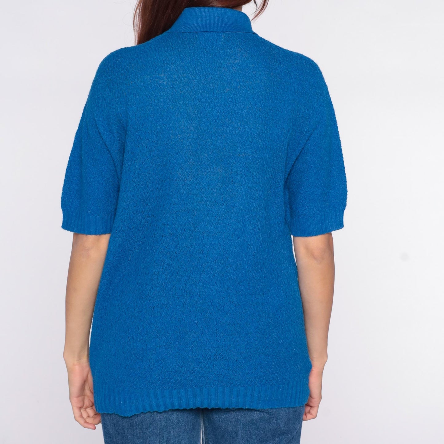 70s Wintuk Continental Blue Polo Shirt Ribbed Knit Small