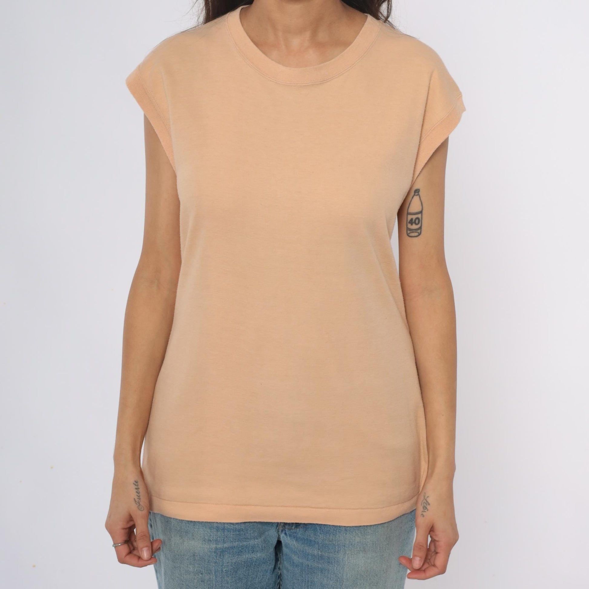 90s Coronet Casuals Tan Cap Sleeve T-Shirt Crew Neck Extra Large XL