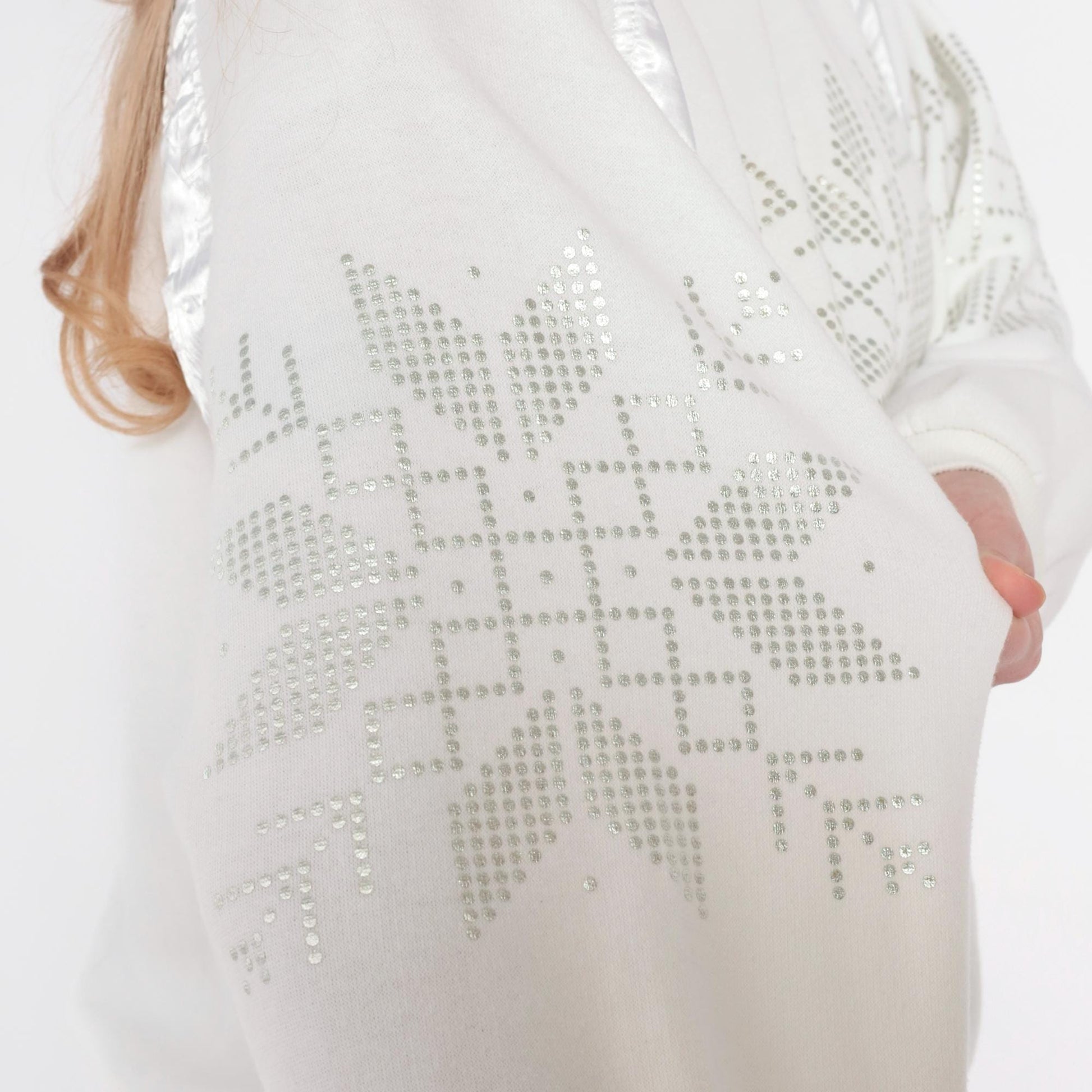 90s Adidas White Rhinestone Snowflake Sweatshirt Satin Panel Medium M