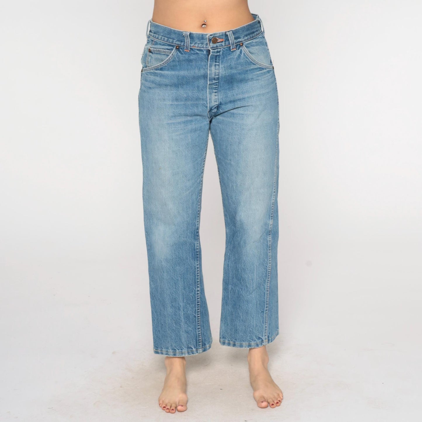80s Gauchos Light Wash Wide Leg Jeans High Rise Cropped Denim Medium