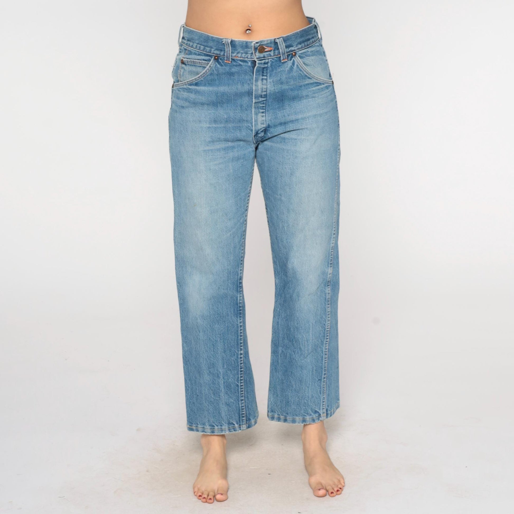 80s Gauchos Light Wash Wide Leg Jeans High Rise Cropped Denim Medium
