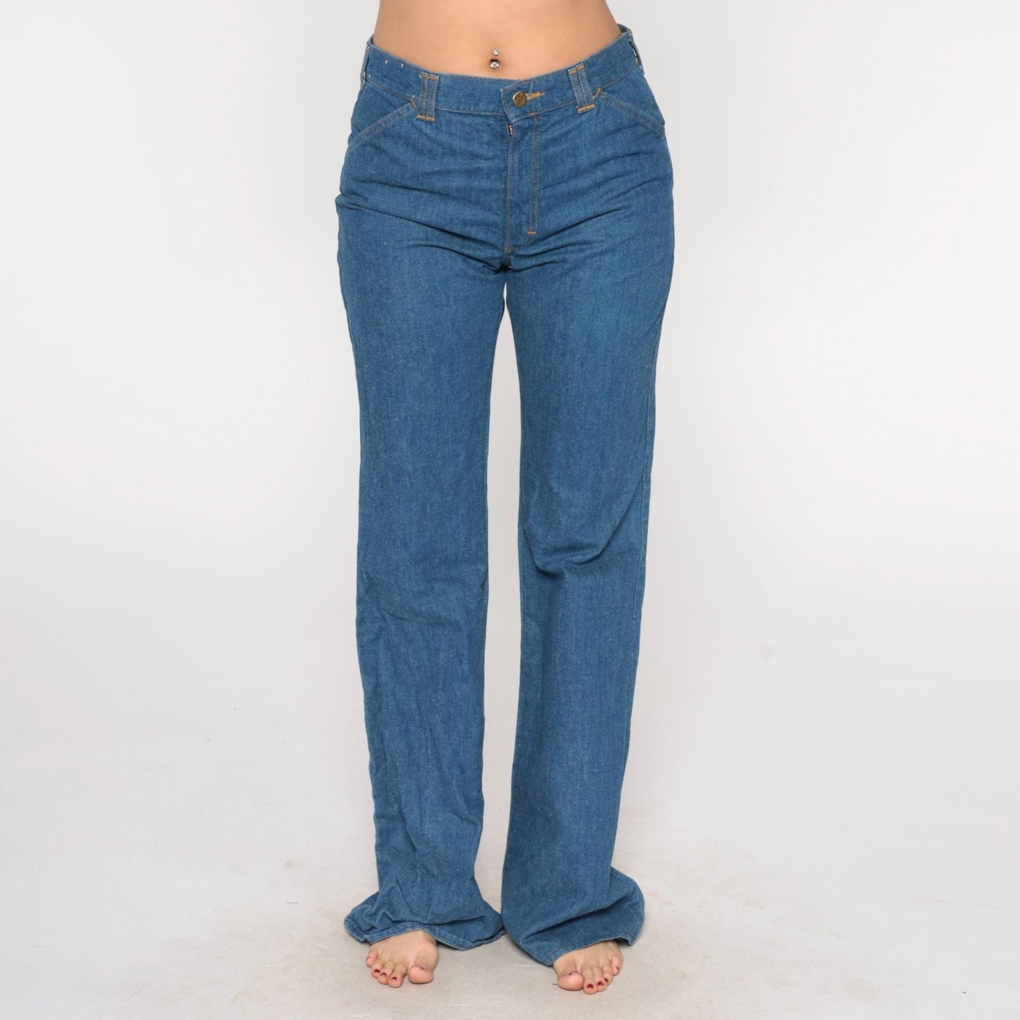 80s Lee Set High Rise Straight Leg Jeans Medium Wash Denim Medium