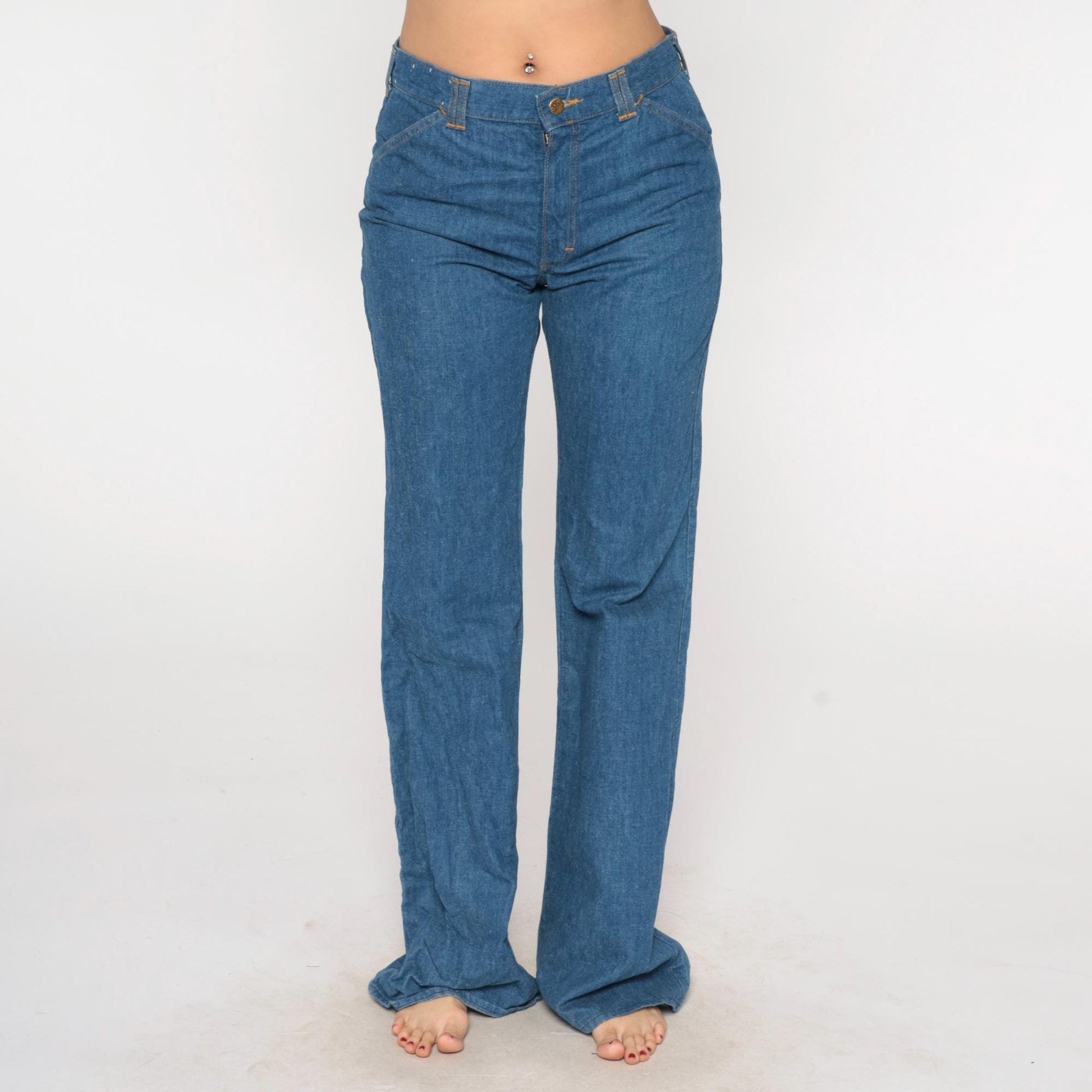 80s Lee Set High Rise Straight Leg Jeans Medium Wash Denim Medium