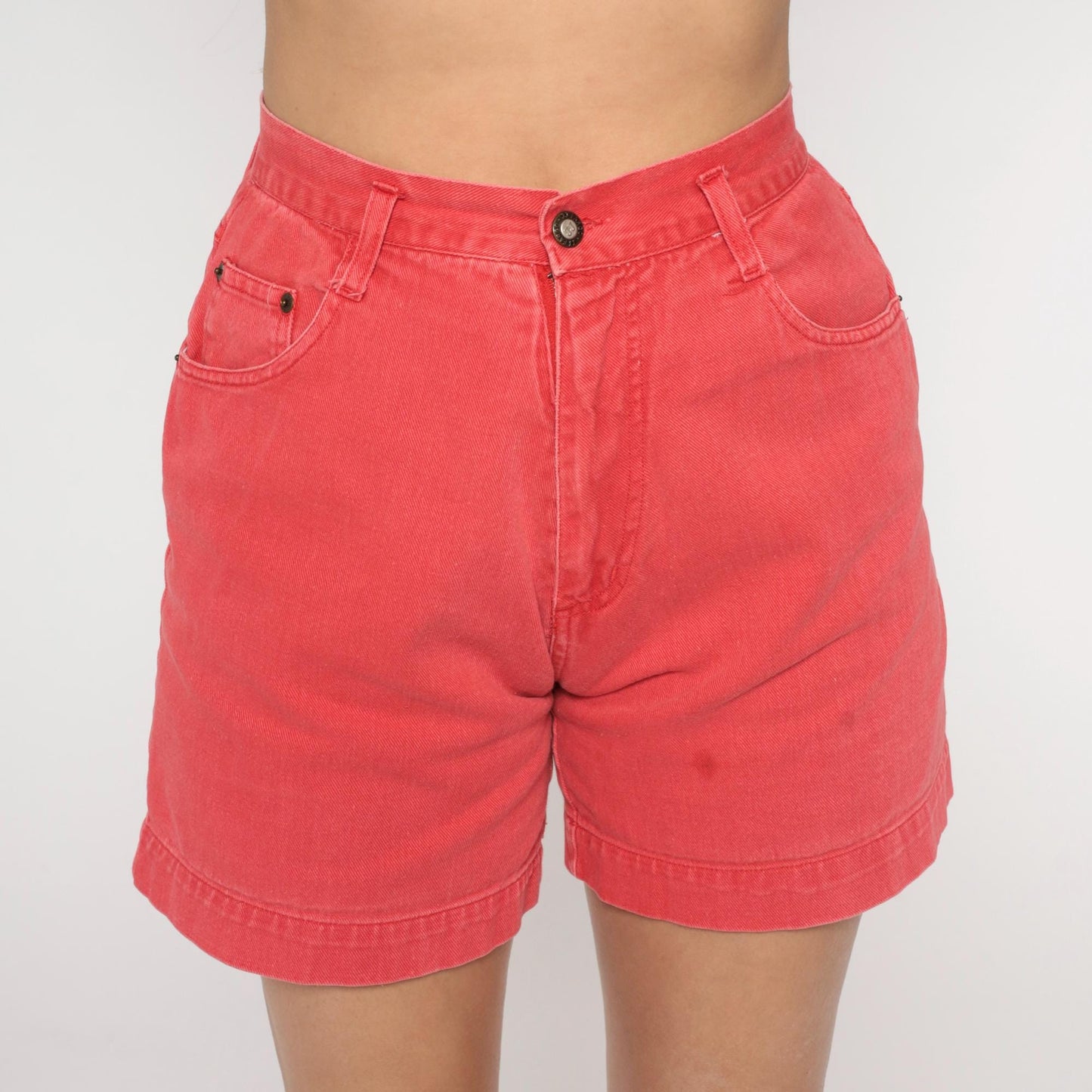 90s JJ Fargo Coral Denim Shorts High Waisted Cuffed Small
