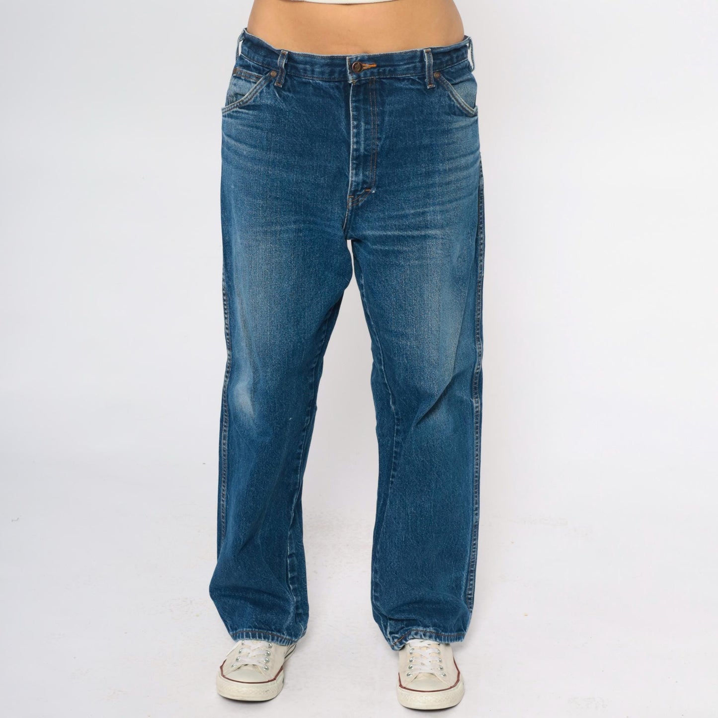 Dickies Y2K Medium Wash Denim Jeans Straight Leg Red Patch XXL