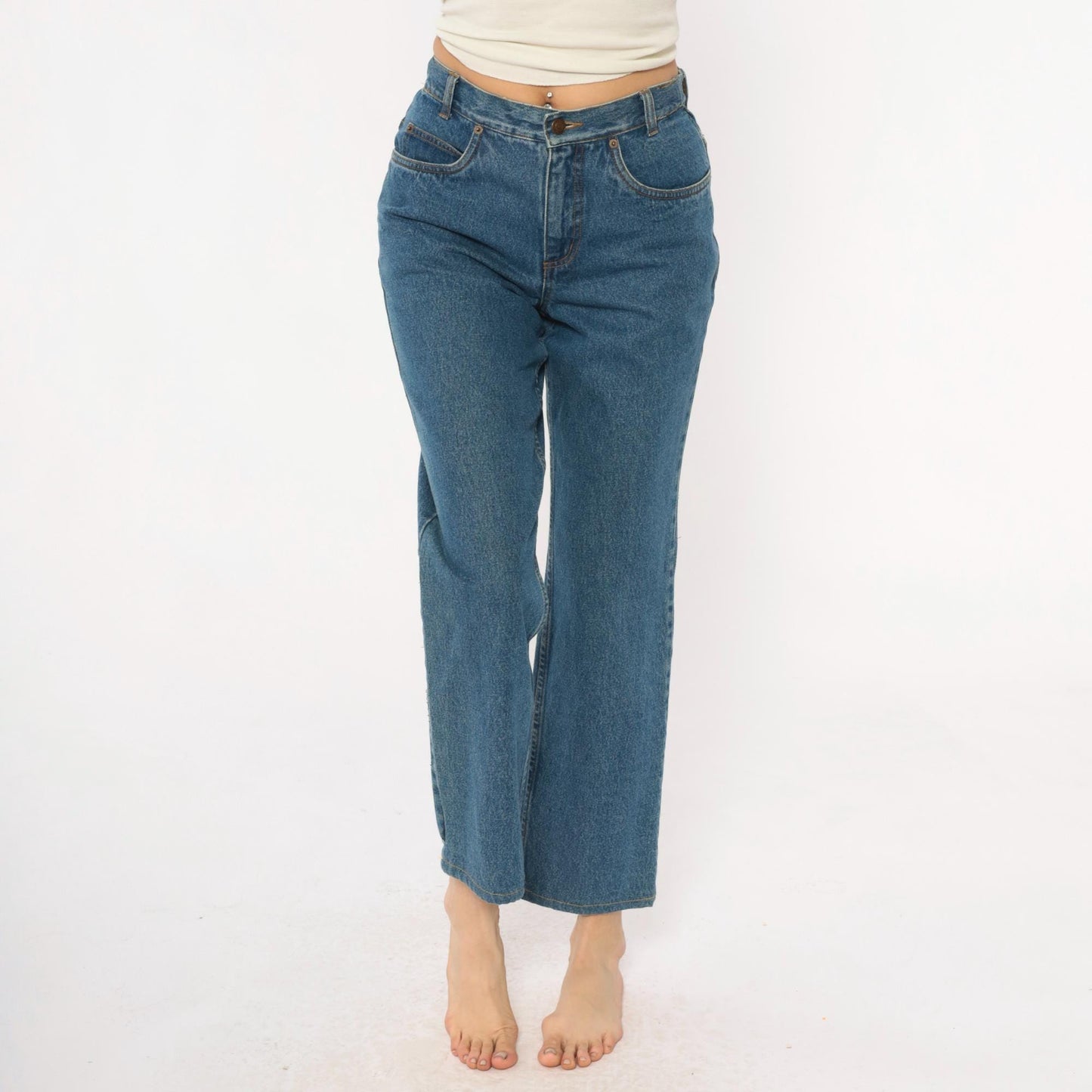 Y2K Pendleton Wide Leg Cropped Jeans High Waist Medium Blue Denim Small