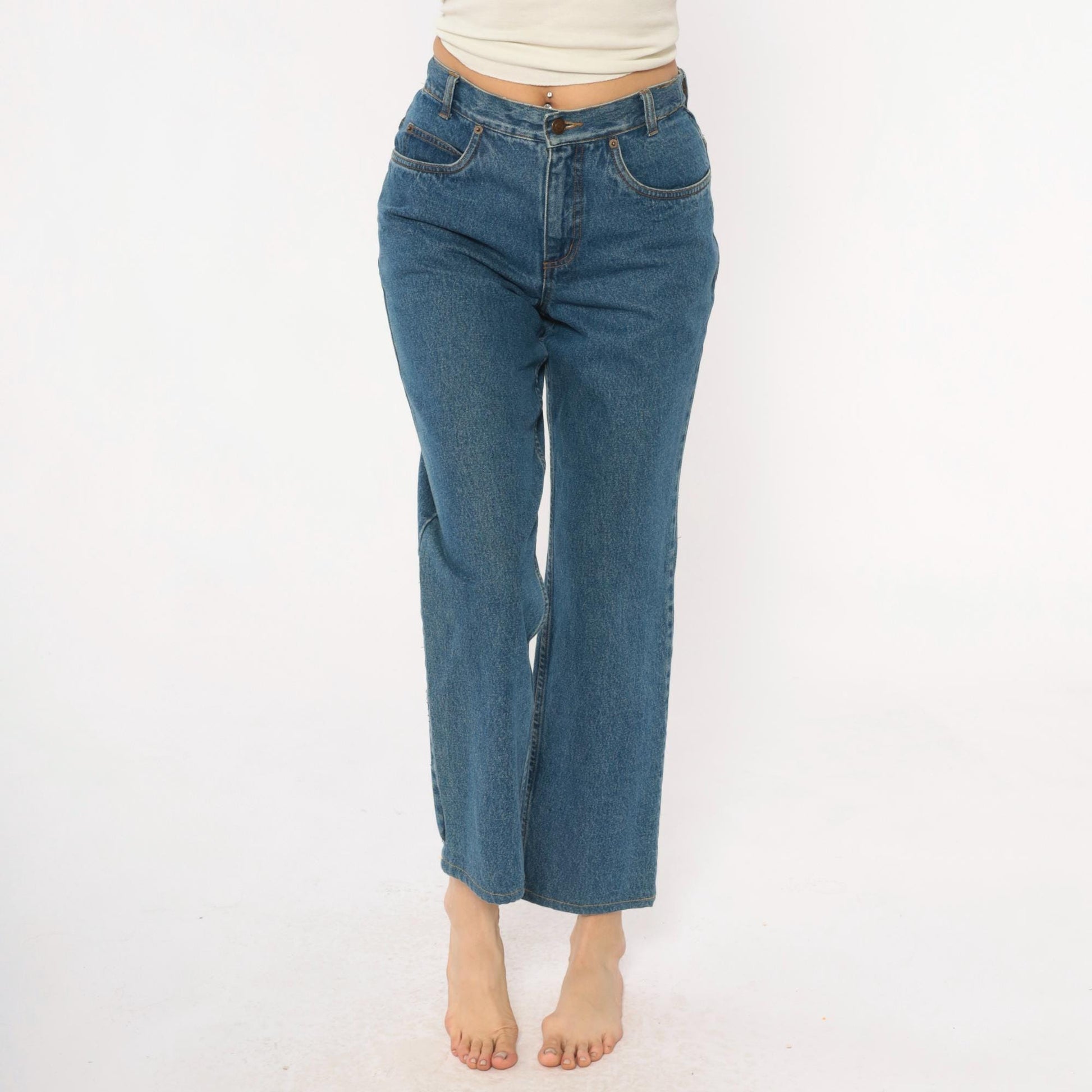 Y2K Pendleton Wide Leg Cropped Jeans High Waist Medium Blue Denim Small