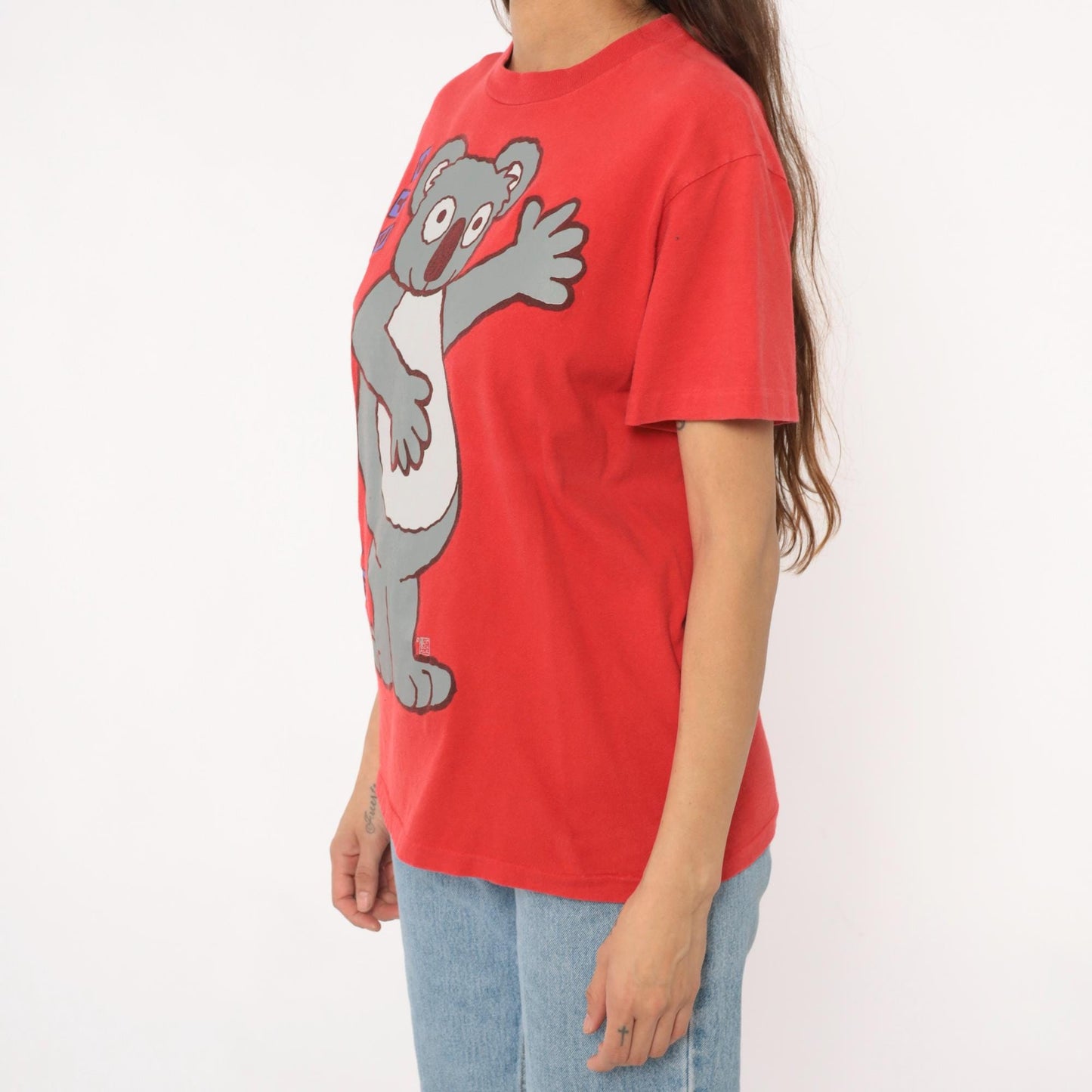 90s Sydney Koala Graphic Tee Red Cotton Cartoon Animal Tourist Medium M