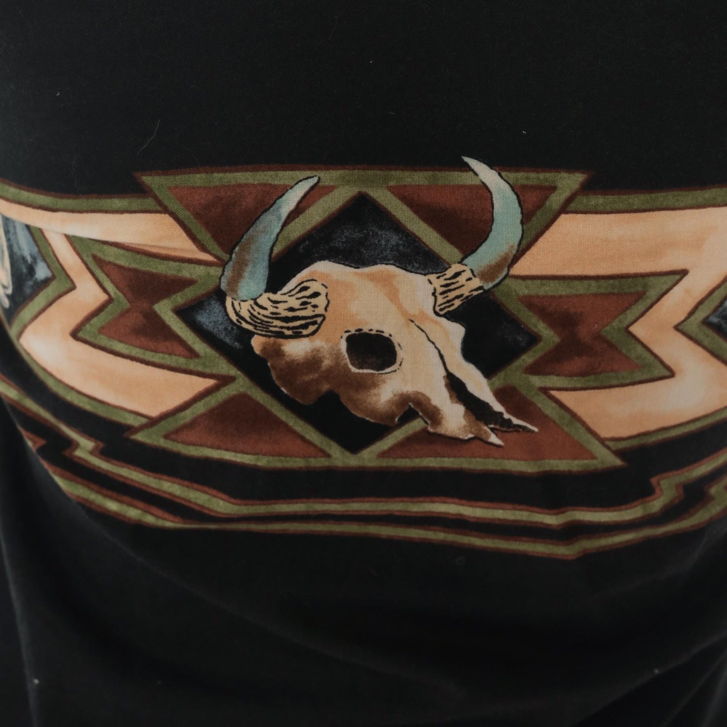 90s Roper Black Western Shirt Buffalo Skull Southwestern Appliqué Small