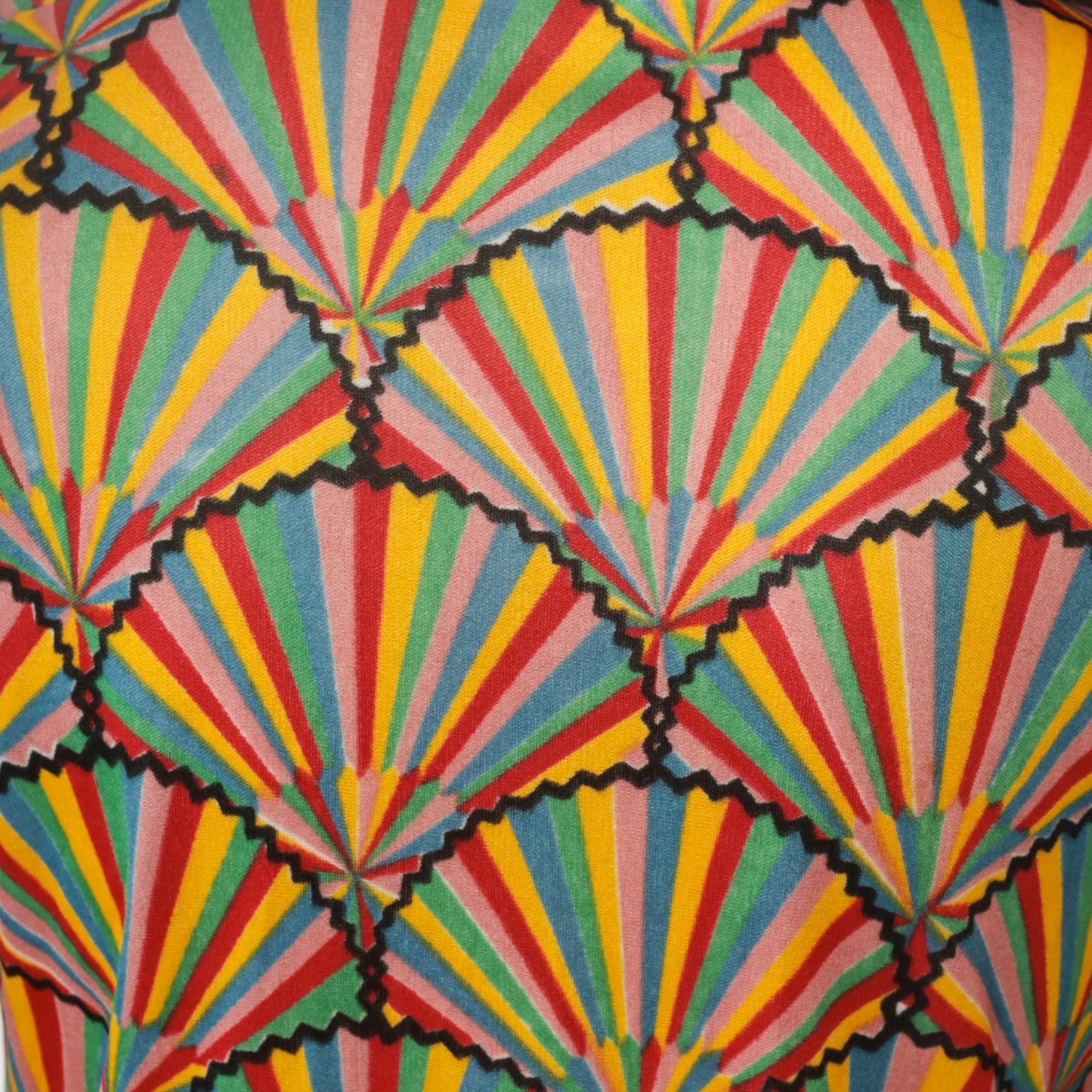 70s Helen Sue Geometric Fan Sunburst Blouse Multicolor Striped Collared Medium