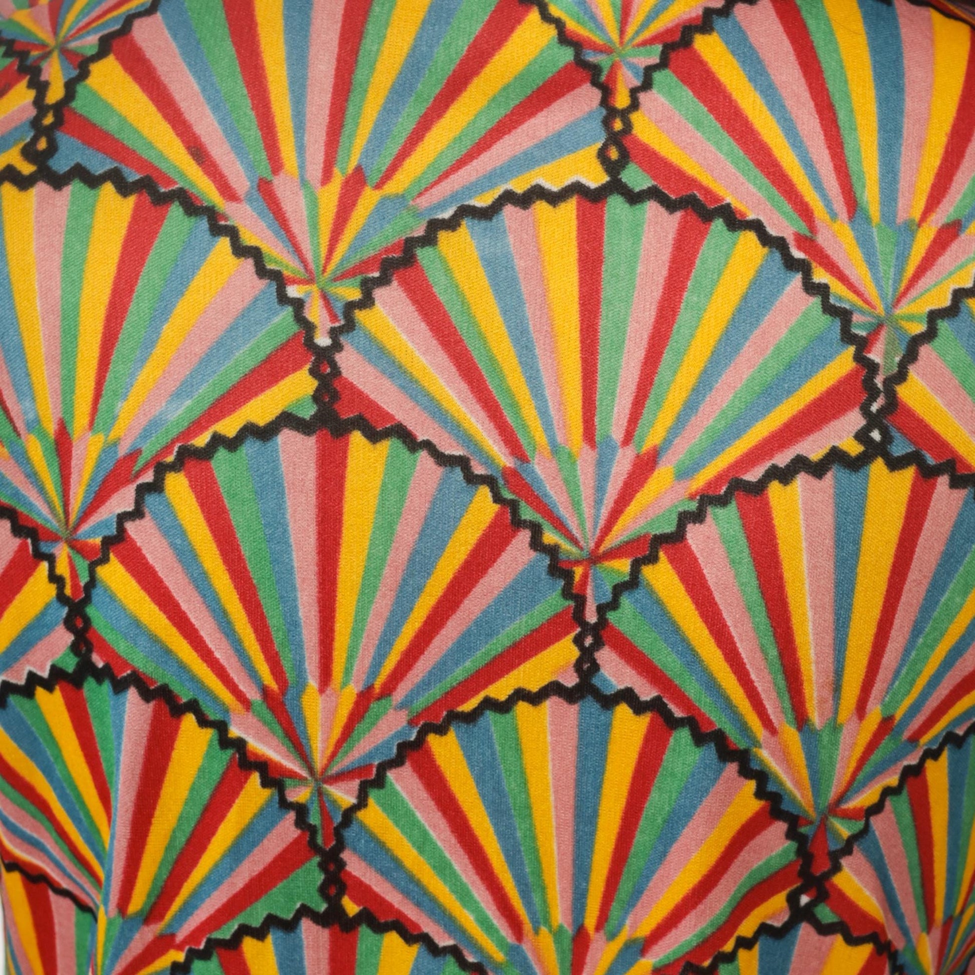 70s Helen Sue Geometric Fan Sunburst Blouse Multicolor Striped Collared Medium