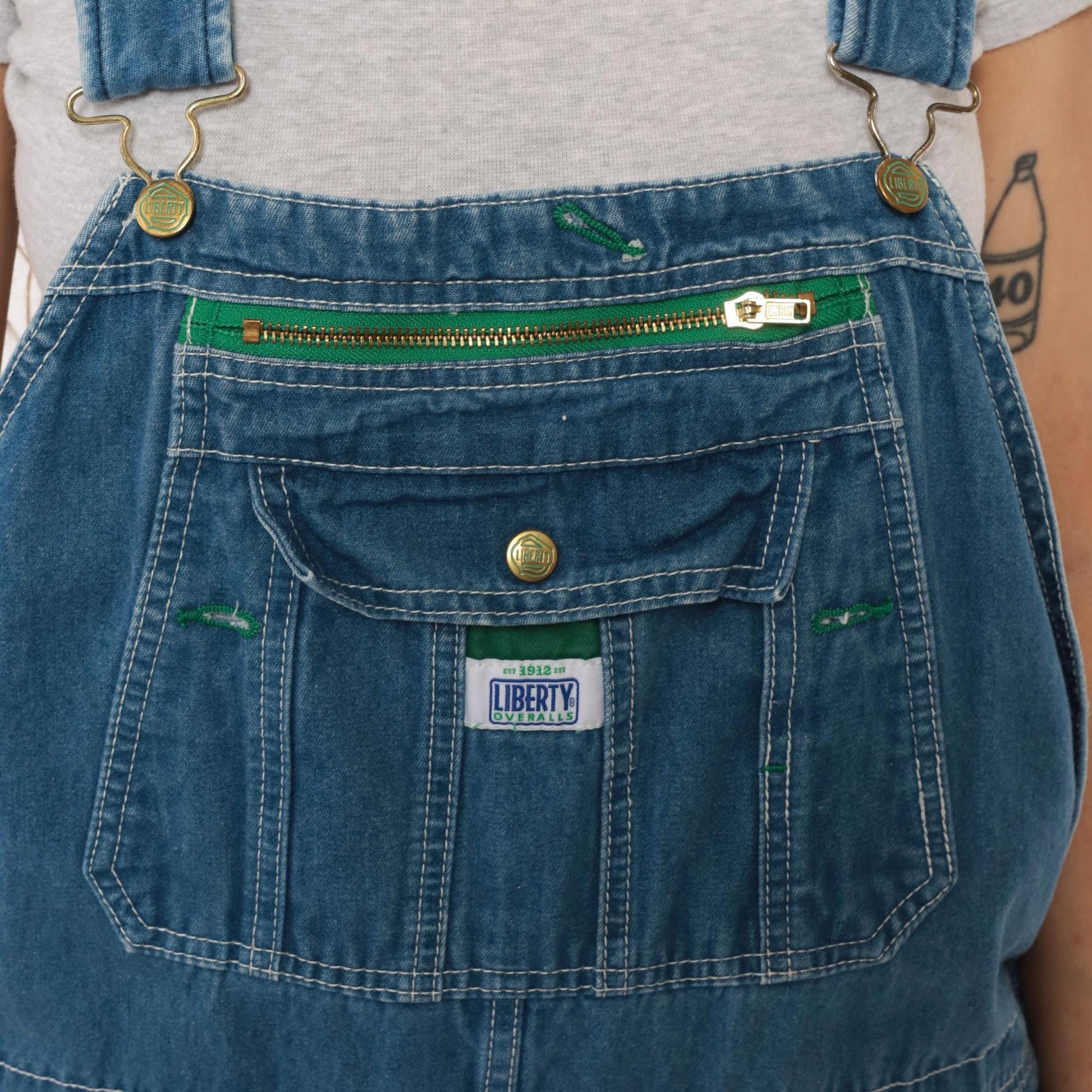 90s Liberty Denim Overalls Medium Blue Wide Leg Carpenter Unisex Small
