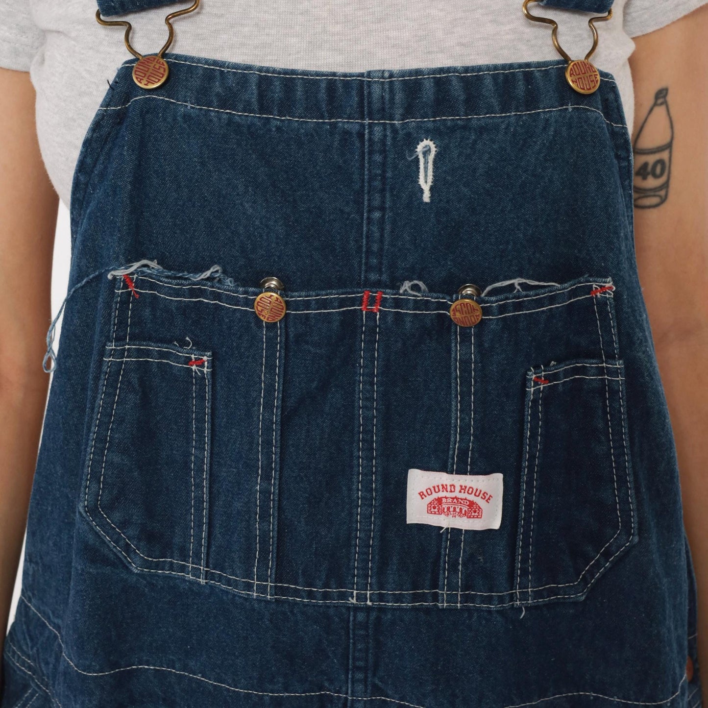 90s Roundhouse Dark Indigo Denim Bib Overalls Cotton Carpenter Dungarees Extra Extra Large XXL