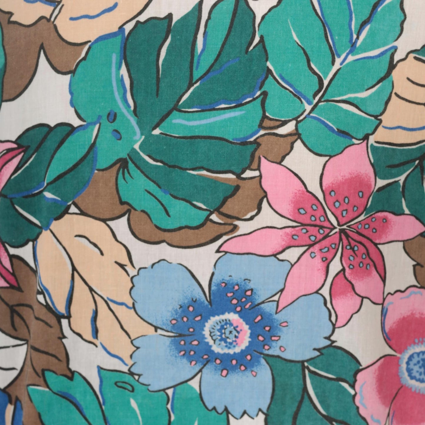 90s Caribou Tropical Floral Hawaiian Shirt Pink Blue Monstera Medium