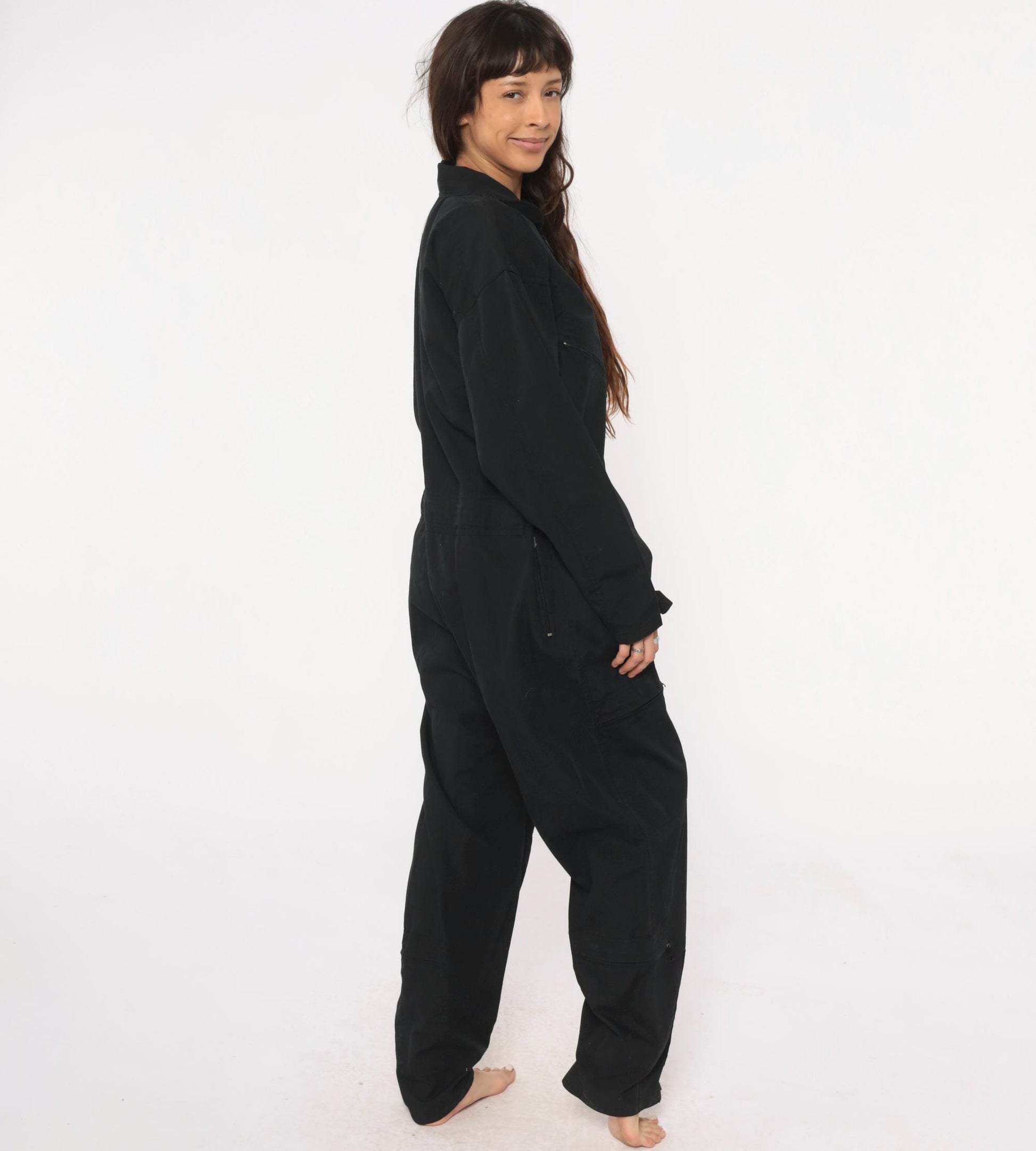 Y2K Black Roth Co Coveralls Zip Front Utilitarian Jumpsuit Medium M