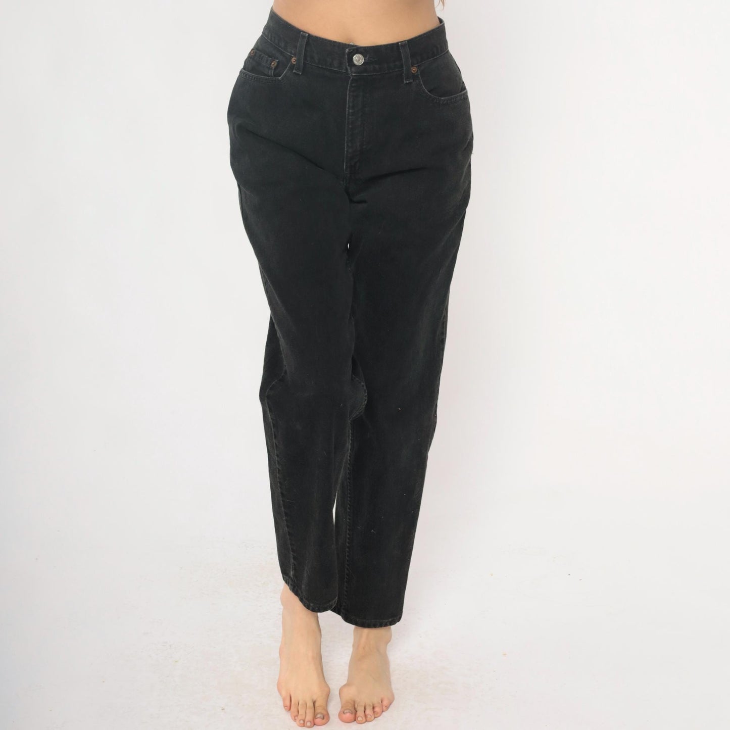 Levi's 550 Black High-Waisted Straight Leg Jeans Y2K Denim Medium