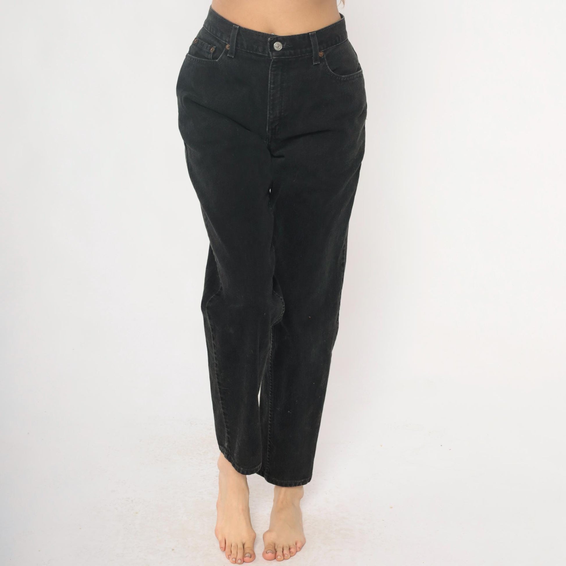 Levi's 550 Black High-Waisted Straight Leg Jeans Y2K Denim Medium