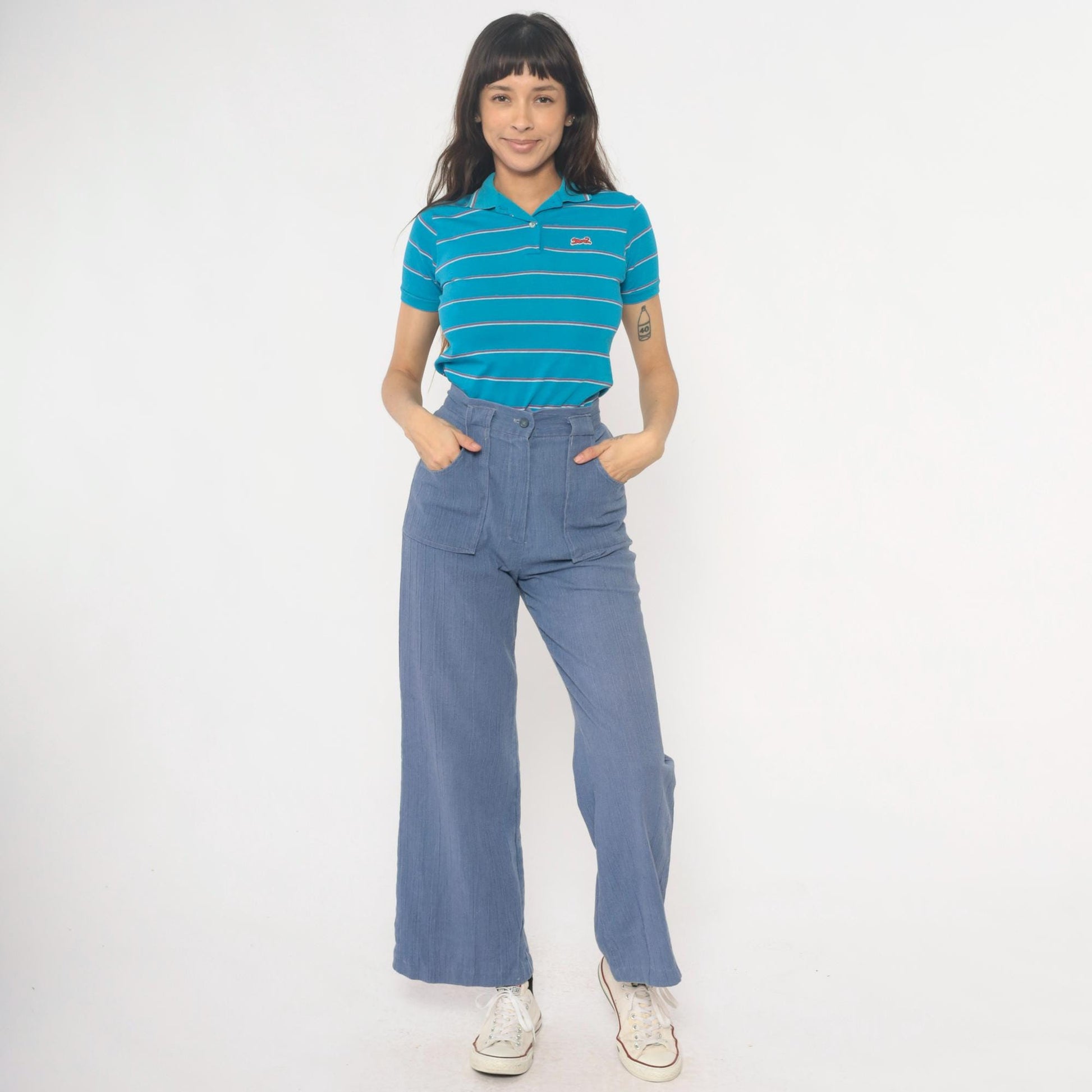 90s Le Tigre Polo Striped Blue Red White Horizontal Collared Shirt Extra Large XL