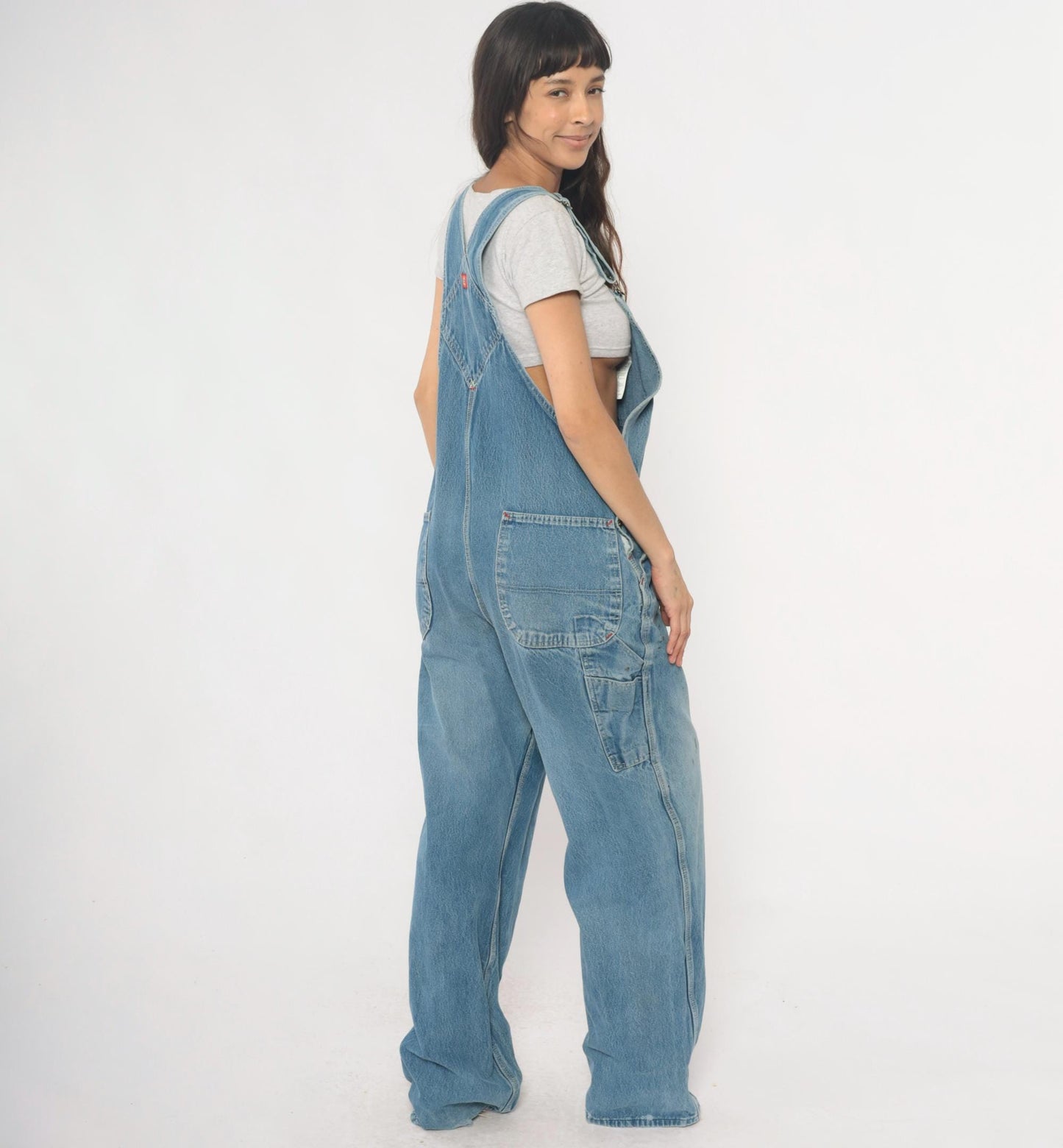 Dickies Y2K Light Blue Denim Overalls Distressed Workwear Plus Size XXL