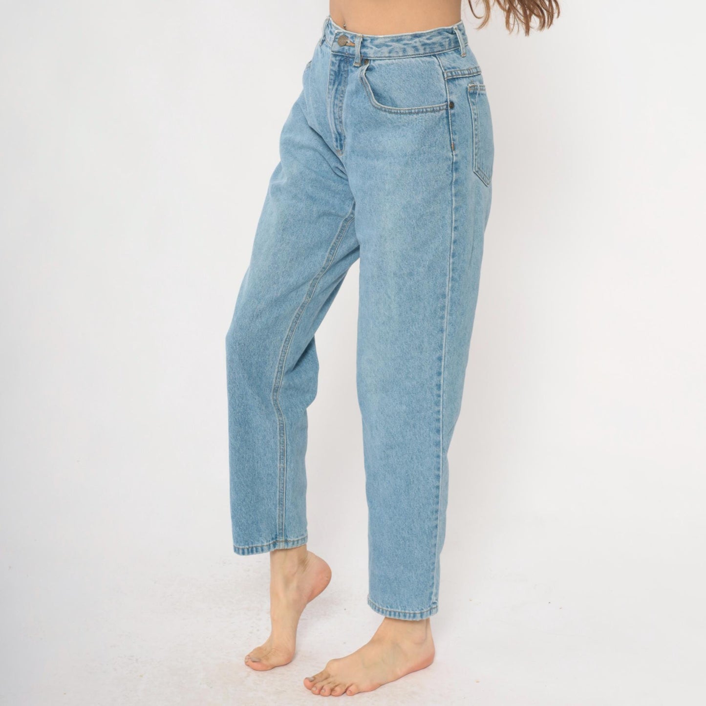 90s Liz Authentic High Waisted Jeans Light Wash Leaf Pocket Medium