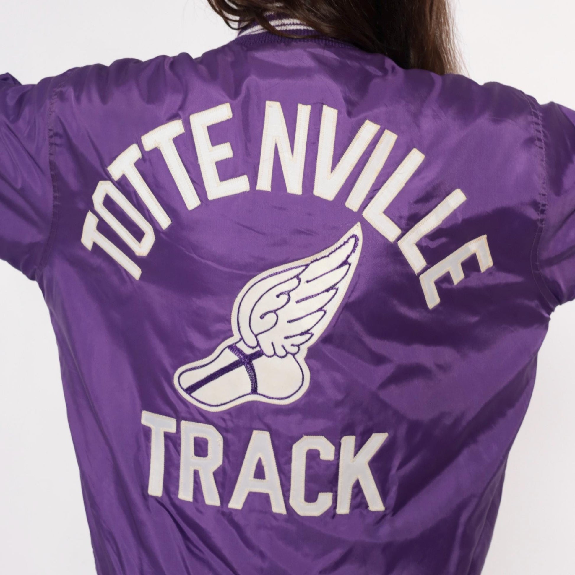 90s Westwind Purple Varsity Jacket Tottenville Track Embroidered Small