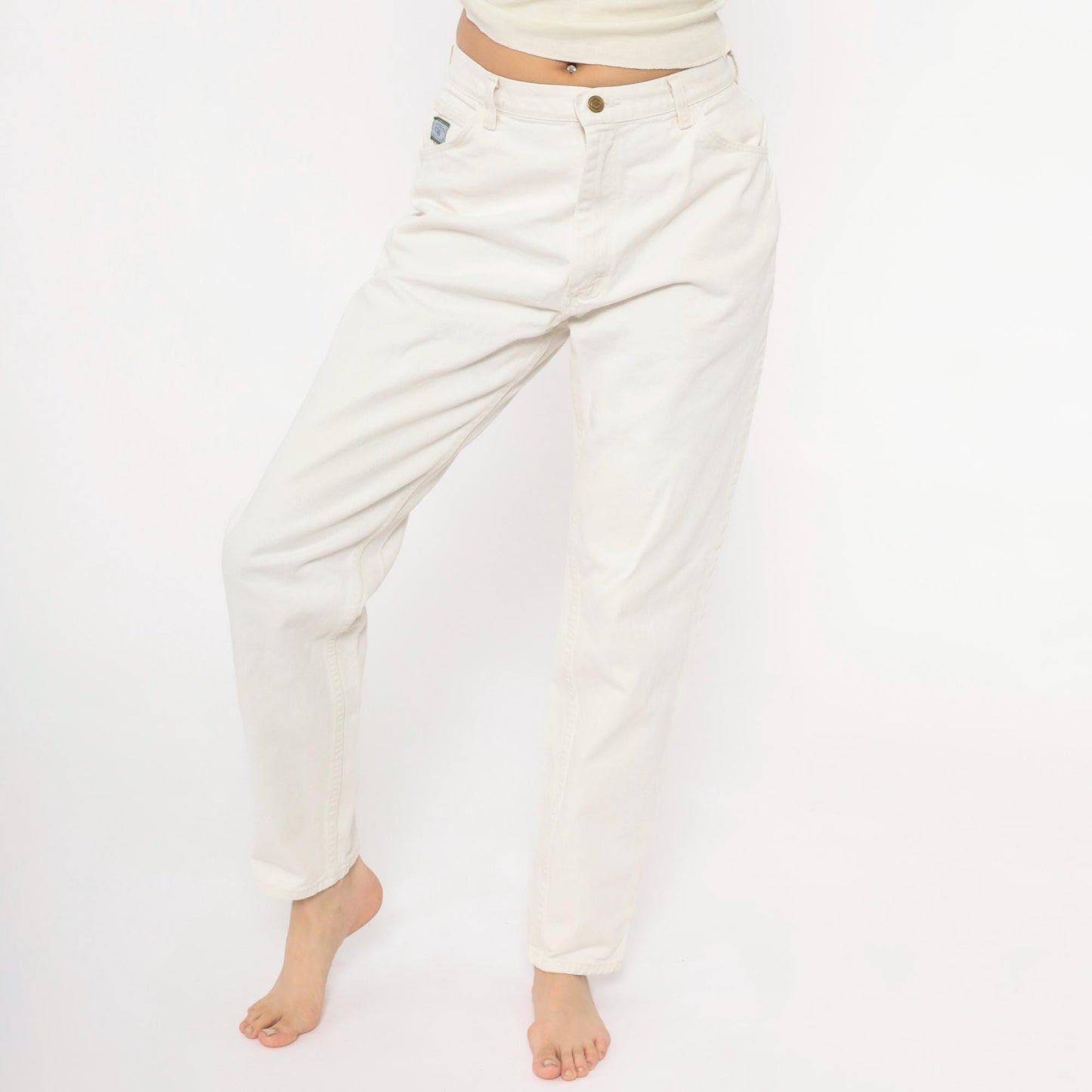 90s Wrangler White Cotton Denim High-Rise Straight Jeans Women's 29