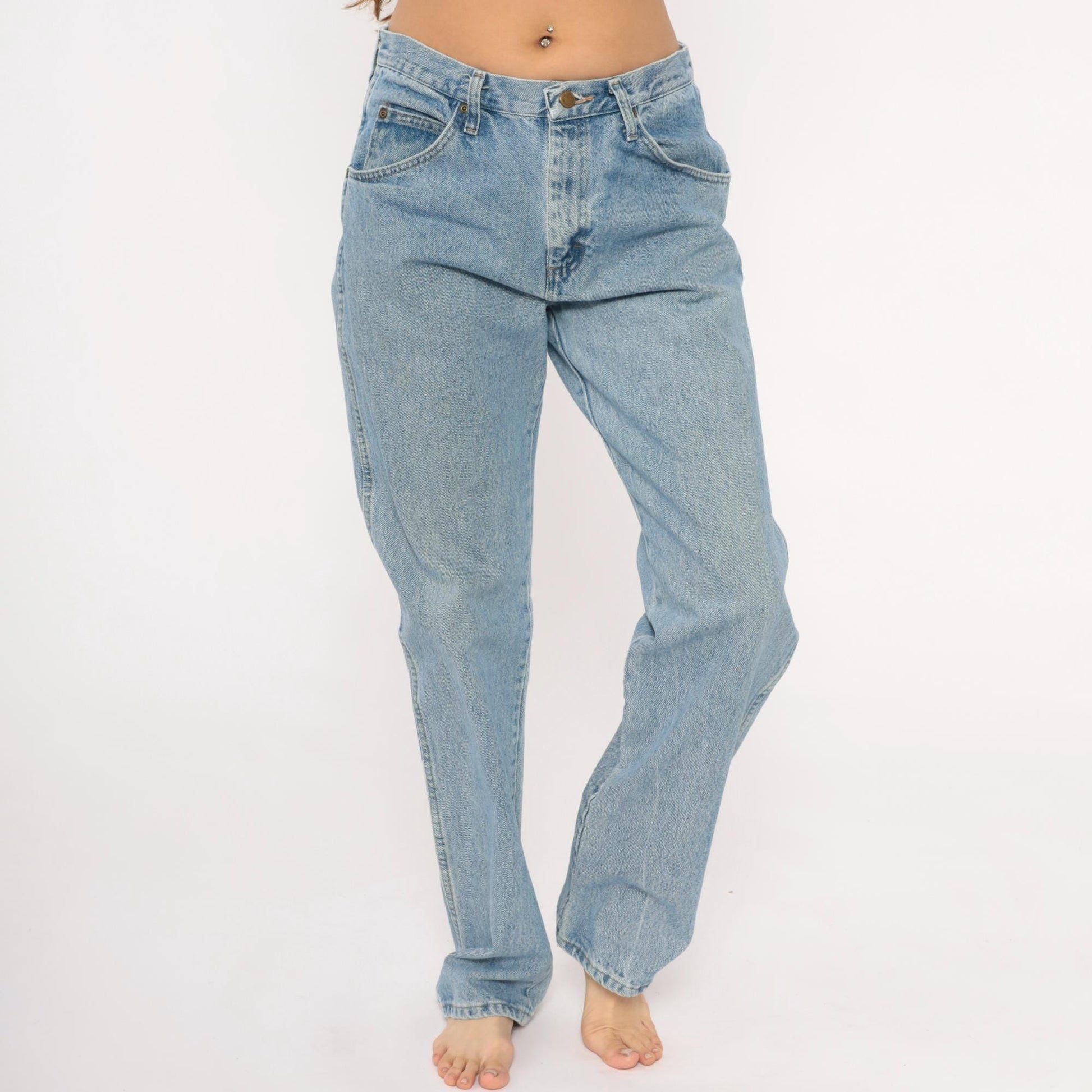 2000s Wrangler Straight Leg Jeans Light Wash Mid Rise Blue Denim 33x34