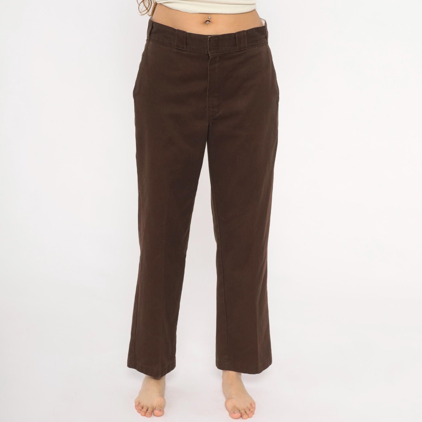 Y2K Dickies 874 Work Pants Brown Straight Leg Chino Trousers Medium 32