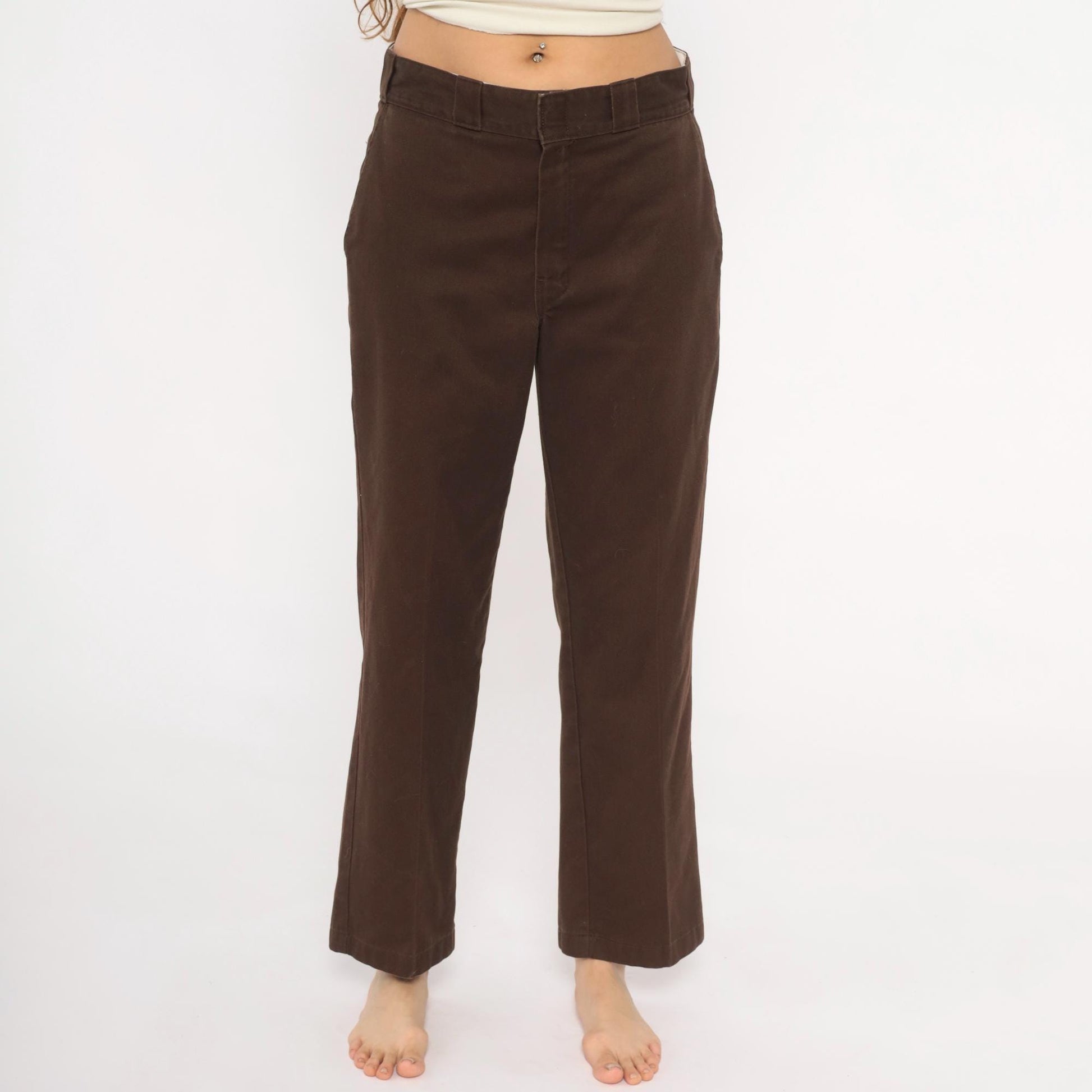 Y2K Dickies 874 Work Pants Brown Straight Leg Chino Trousers Medium 32