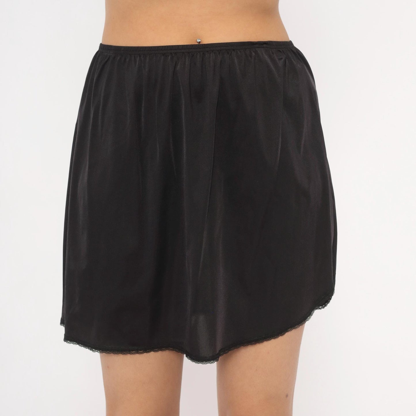 80s Vanity Fair Black Half Slip Lace Trim Mini Lingerie Large L