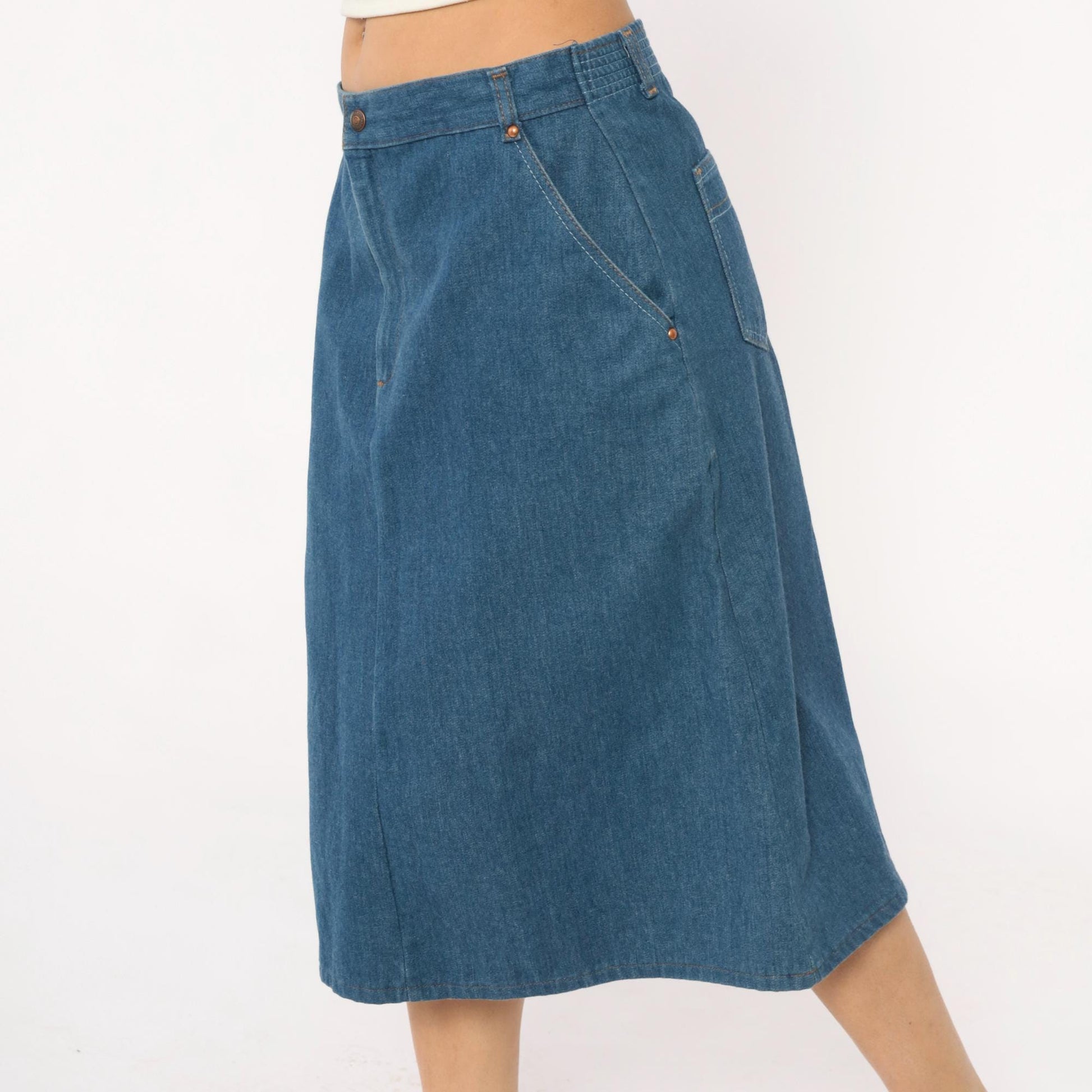 Levi's Medium Blue Denim Skirt High Waisted A-Line Medium M