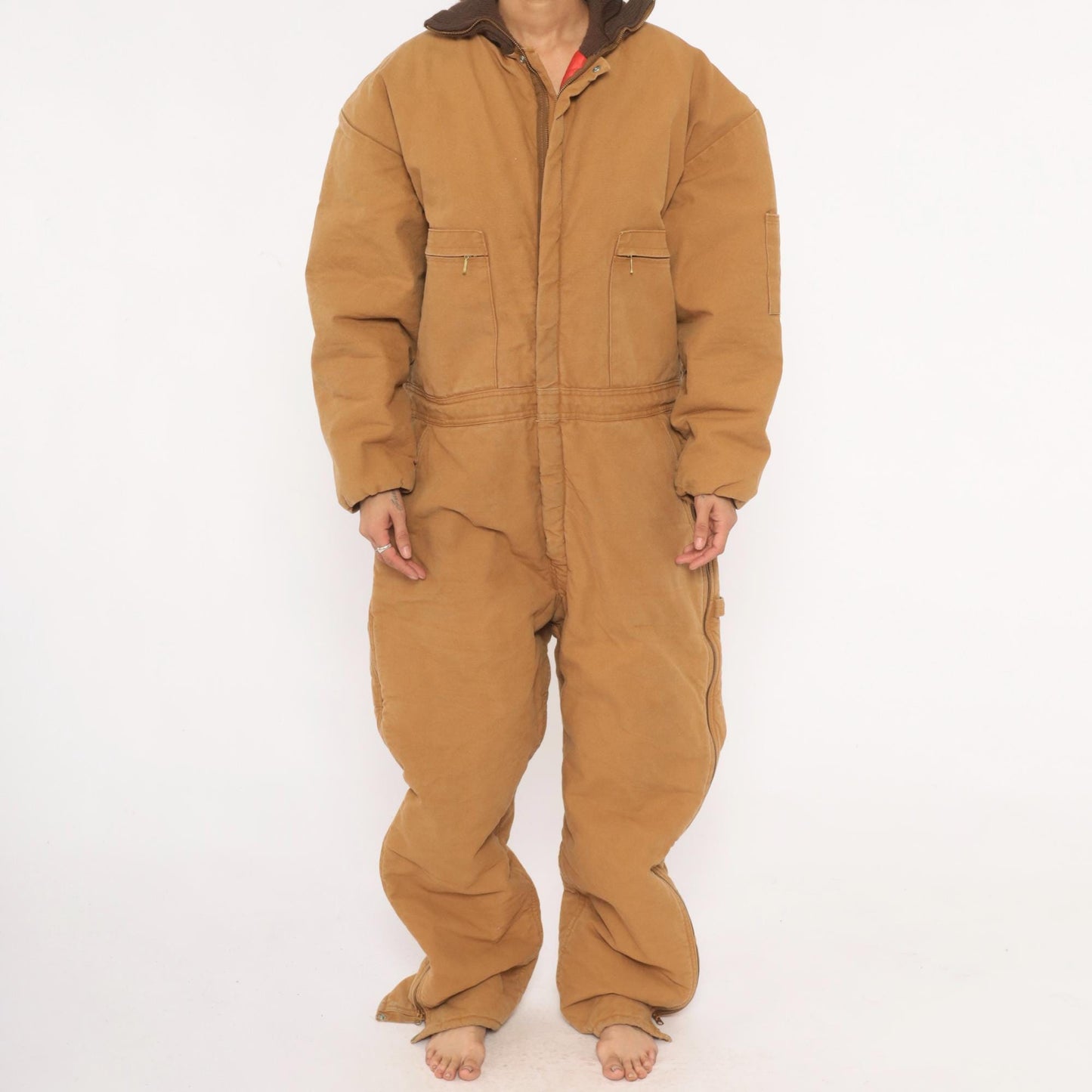 90s Wear Guard Duck Canvas Coveralls Tan Quilted Lined Workwear Extra Large XL