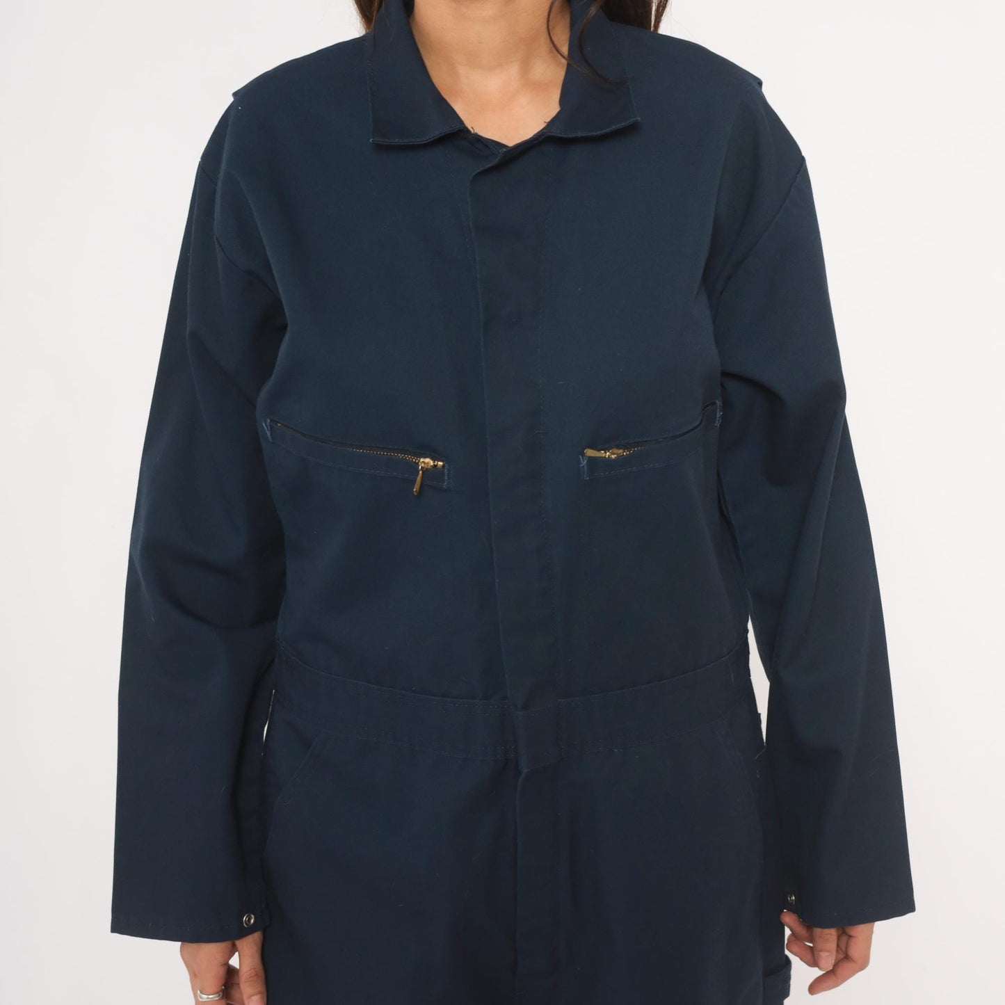 80s Key Navy Coveralls Zip Front Mechanic Jumpsuit Medium 40