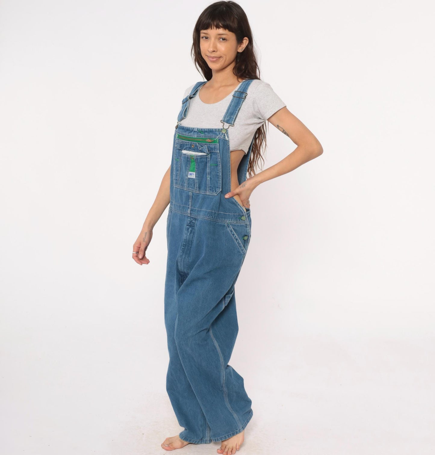 90s Liberty Overalls Medium Wash Denim Unisex Workwear Large L
