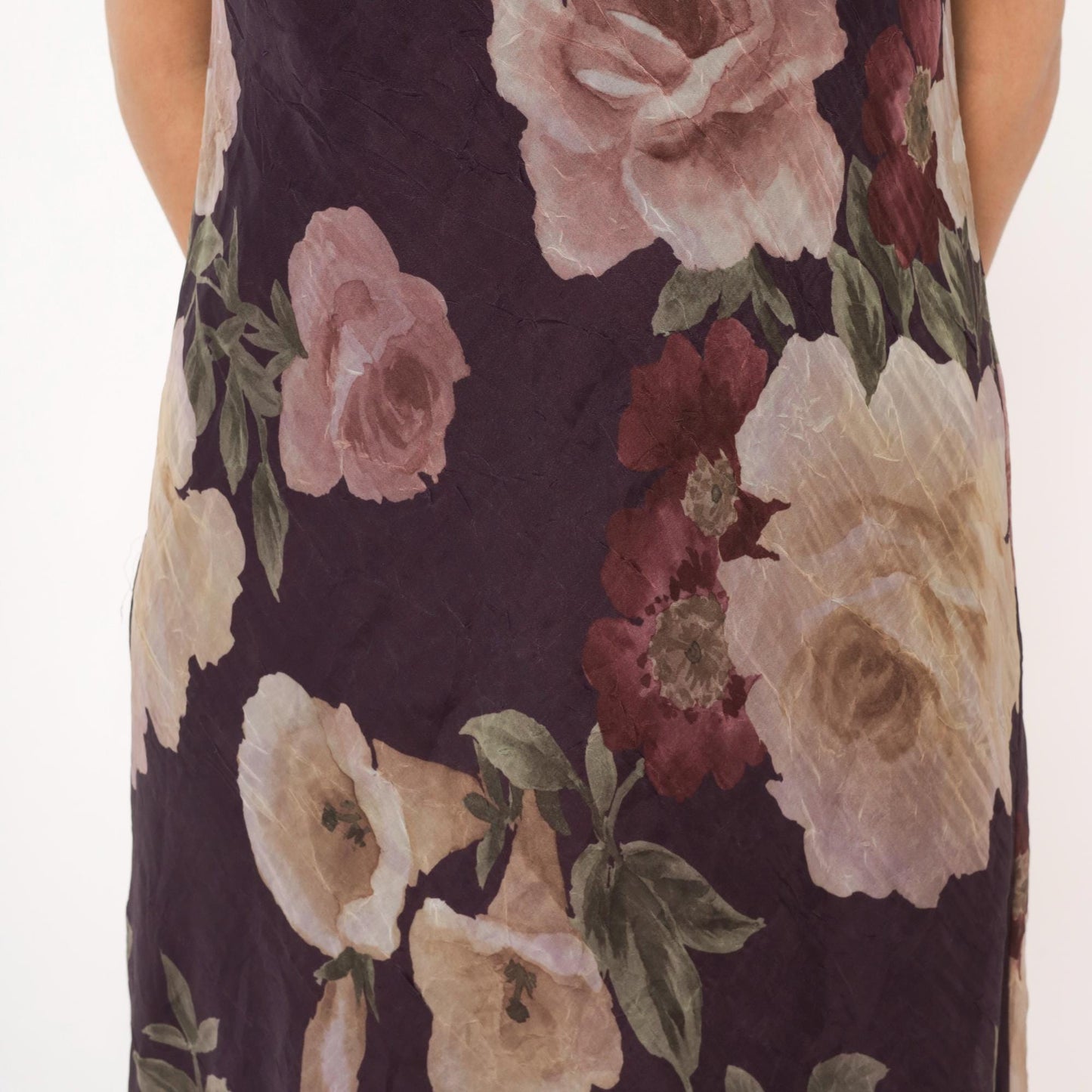 90s Jessica Howard Floral Maxi Dress Purple Rose Print Short Sleeve Medium