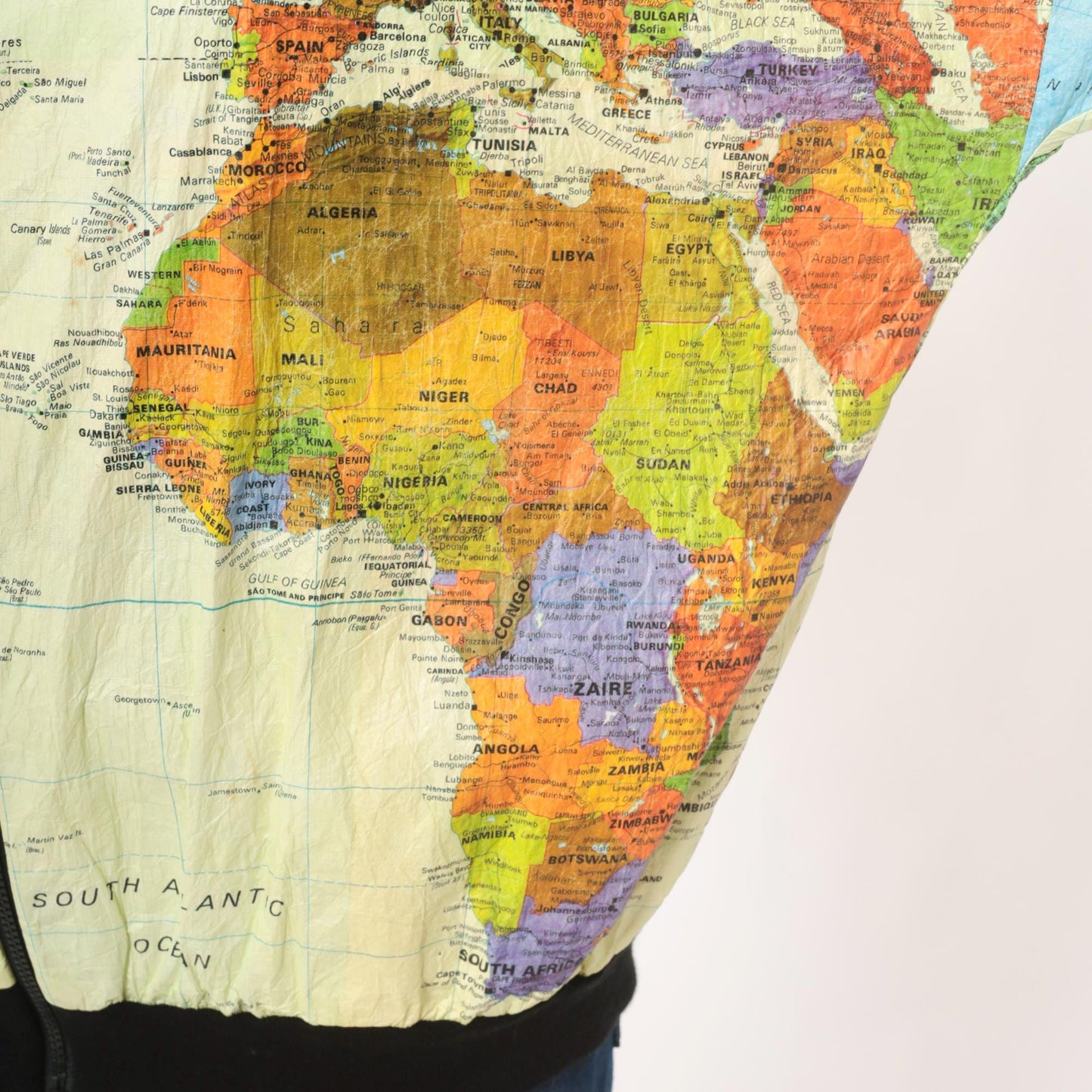 90s Admiral Ty World Map Windbreaker Jacket Tyvek Zip Multicolor Continents Extra Large XL