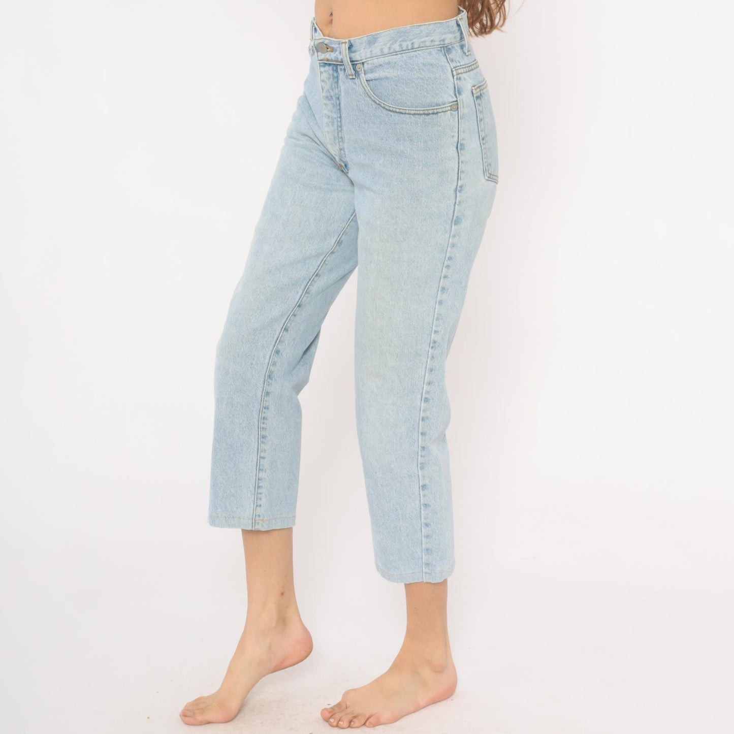 90s Guess Jeans Light Wash High Waisted Straight Leg Crop Denim W30 L30