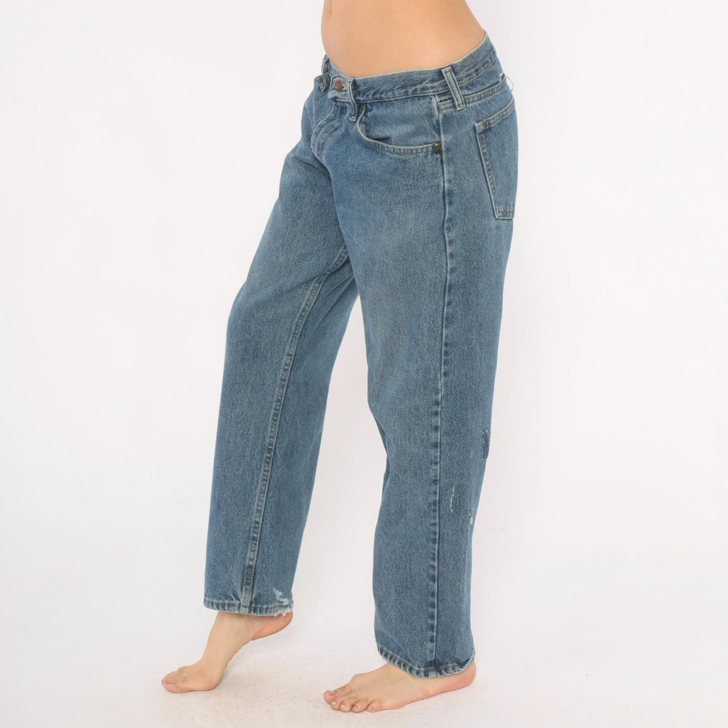 Wrangler Straight Leg Jeans 2000s Medium Wash Distressed Denim 33x30