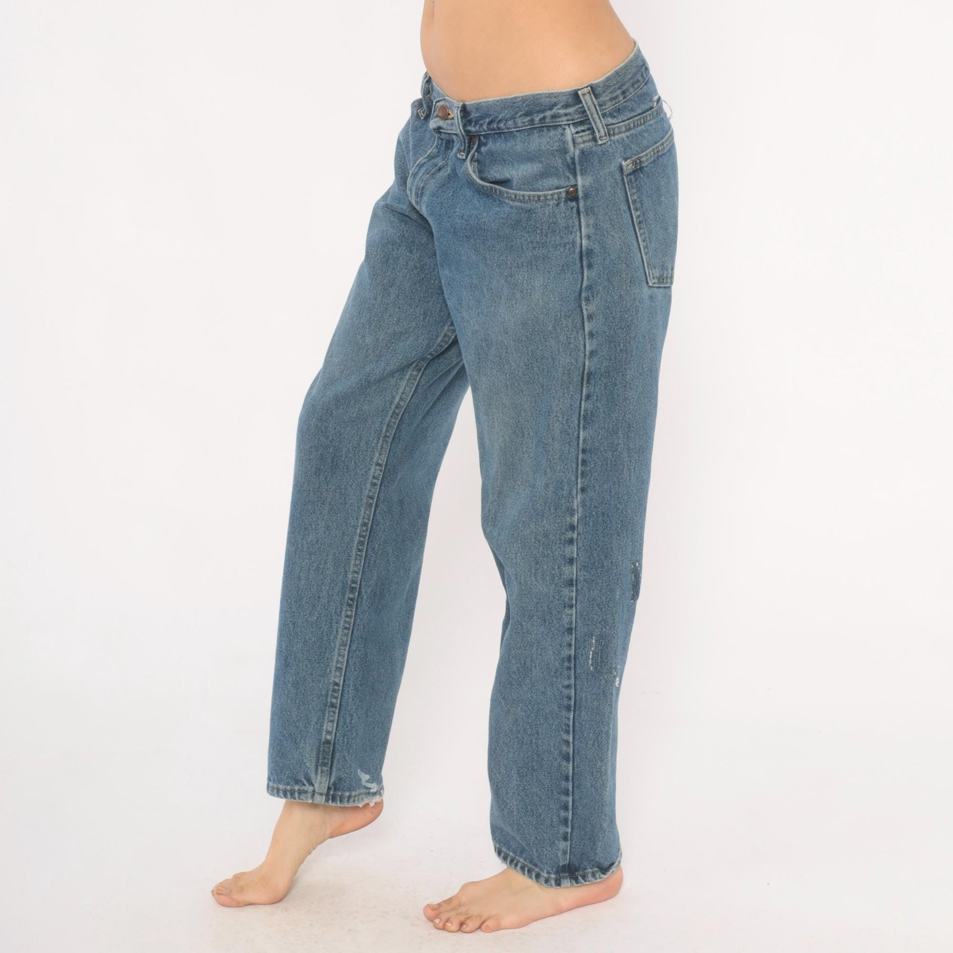 Wrangler Straight Leg Jeans 2000s Medium Wash Distressed Denim 33x30
