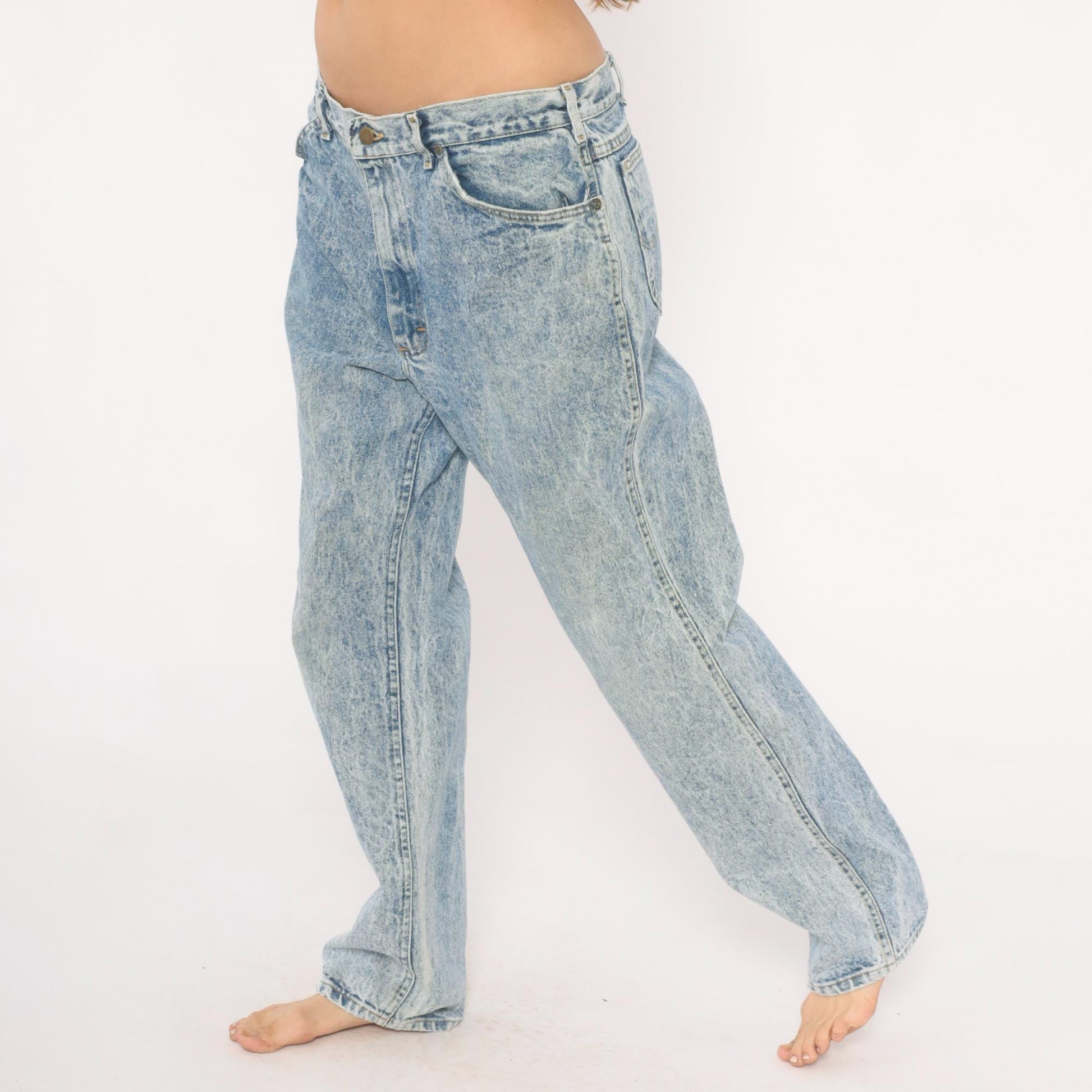 90s Lee Acid Wash Jeans Straight Leg Light Blue Stone Washed 38x32