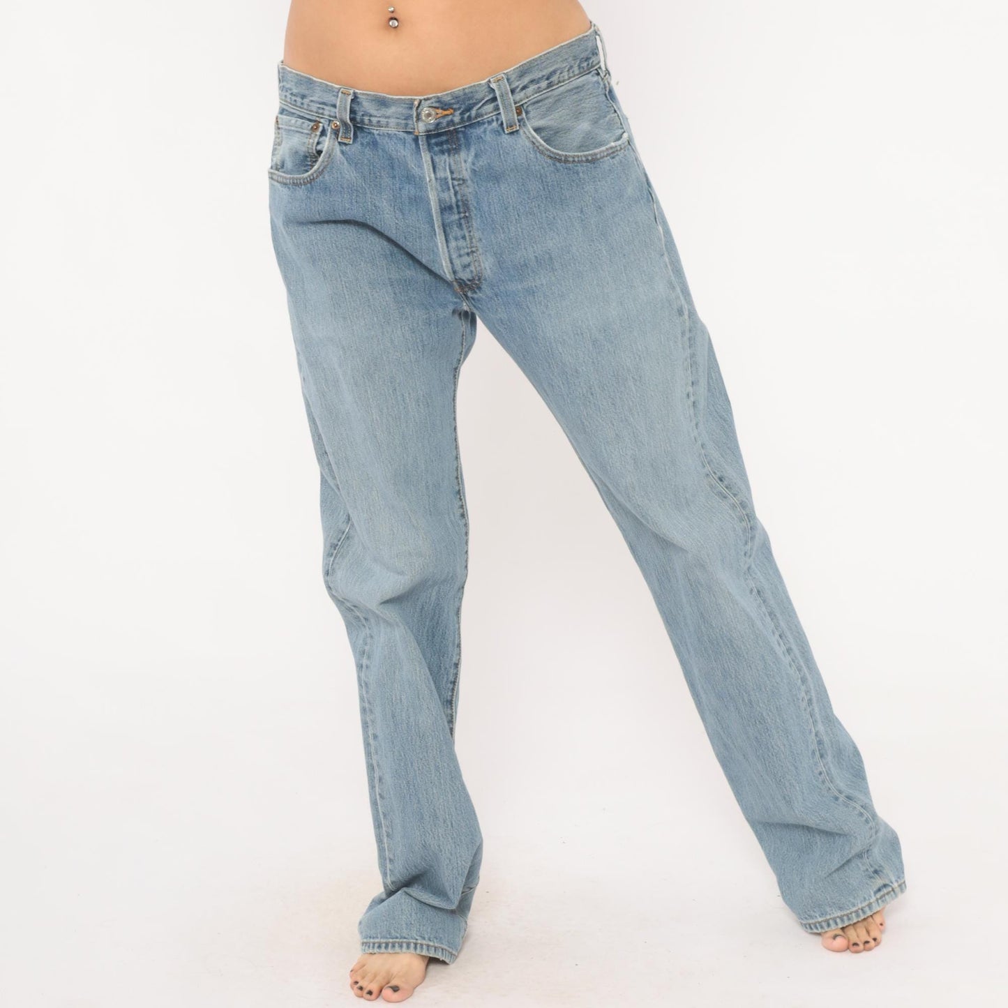 Levi's 501 Light Wash Straight Leg Jeans Button Fly 2000s Extra Large XL