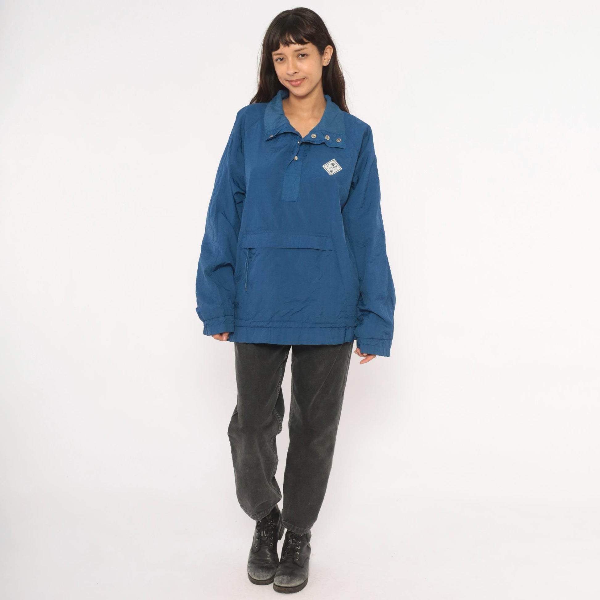 90s Drummer Boy Collection Blue Nylon Anorak Pullover Windbreaker Extra Large XL